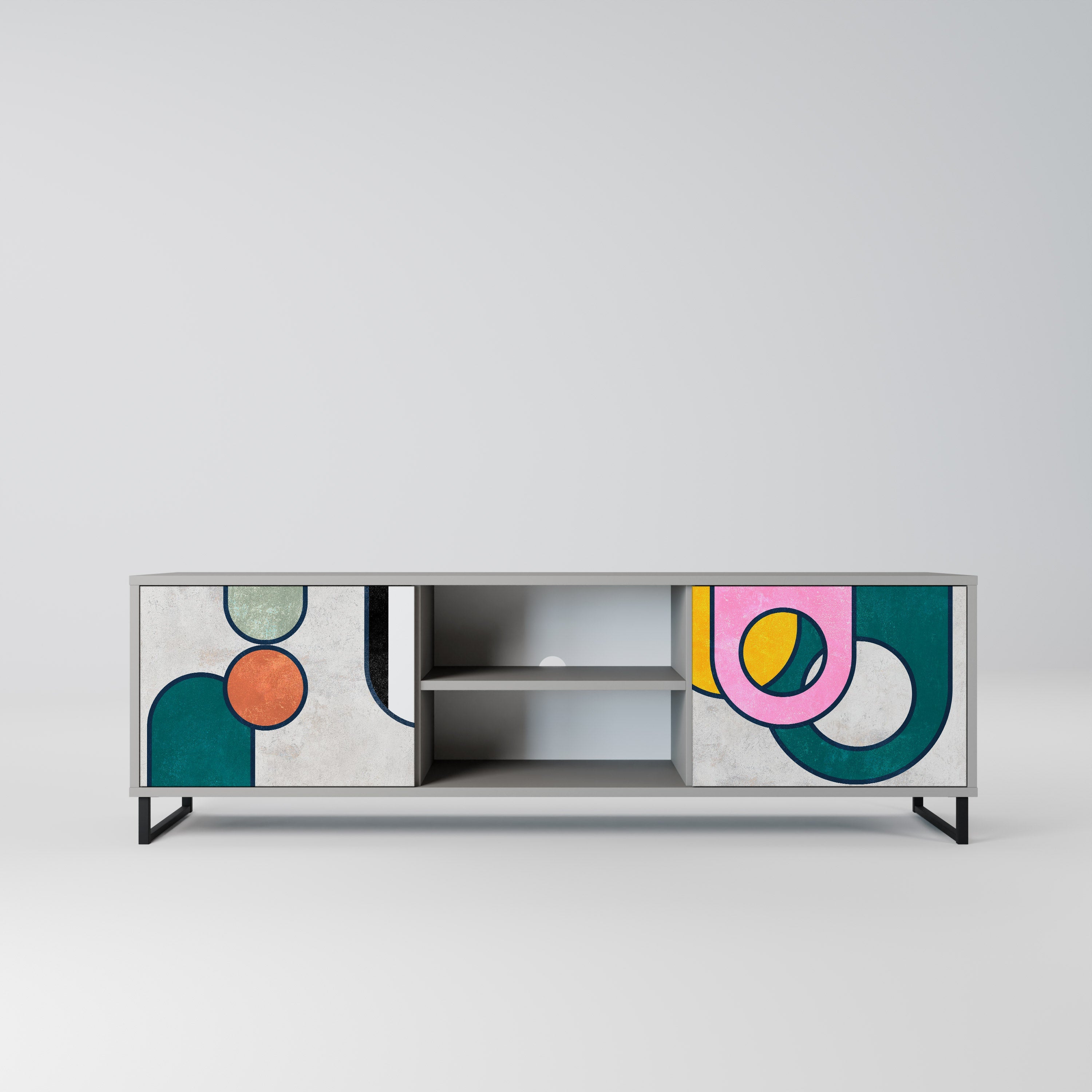 COOL STORY Móvel de TV com 2 Portas em Acabamento Cinzento