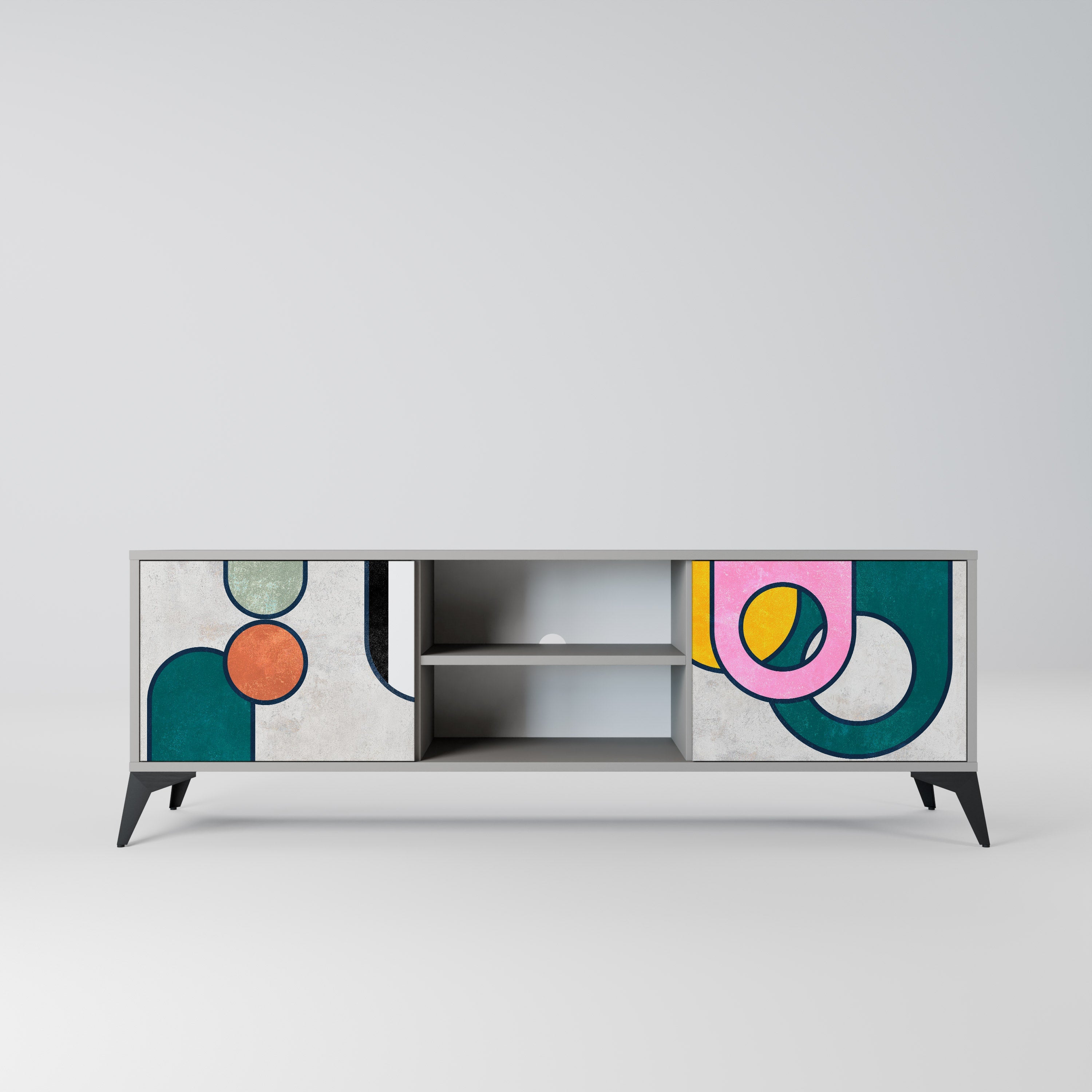 COOL STORY Móvel de TV com 2 Portas em Acabamento Cinzento