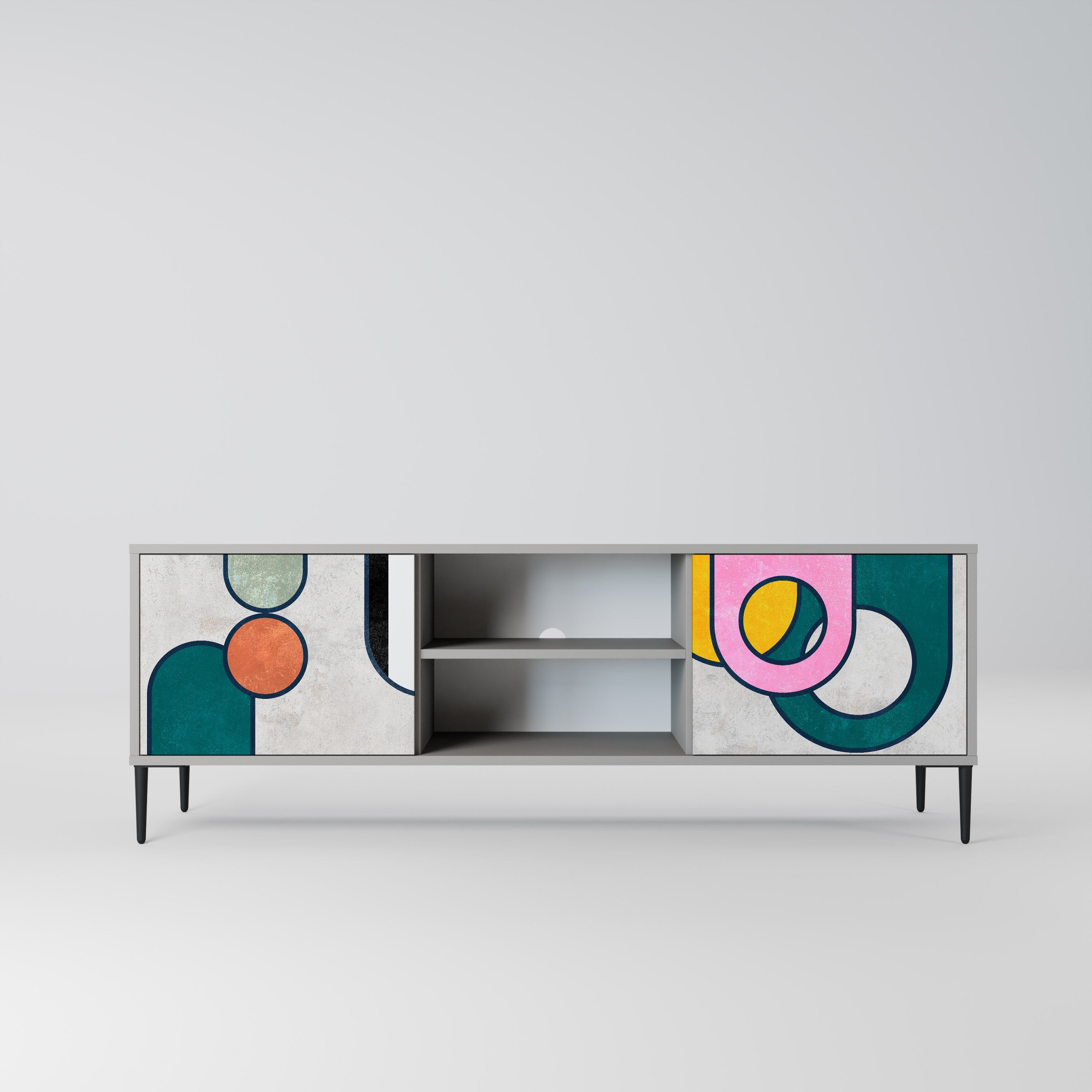 COOL STORY Móvel de TV com 2 Portas em Acabamento Cinzento