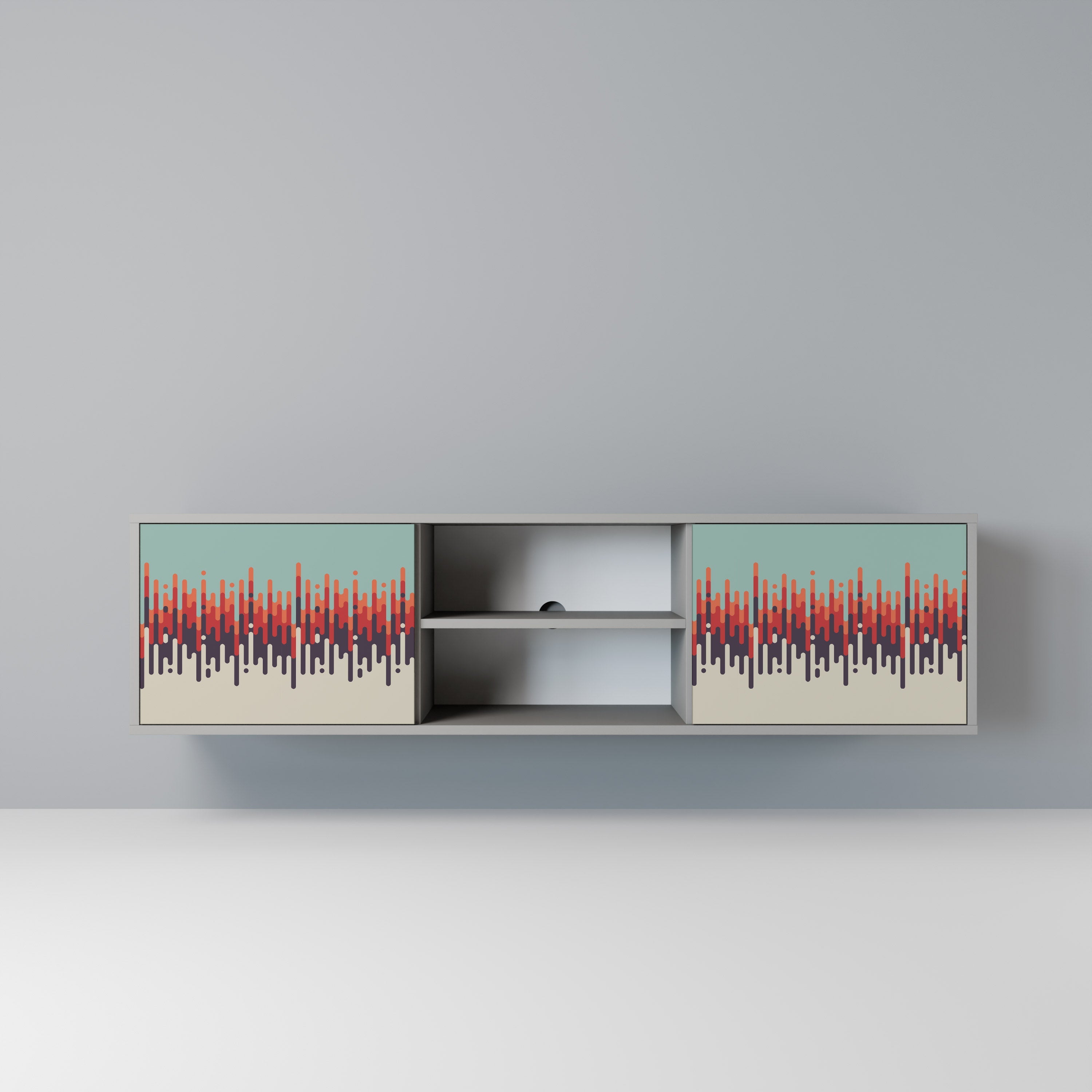 CHROMA CONTOURS Móvel de TV com 2 Portas em Acabamento Cinzento