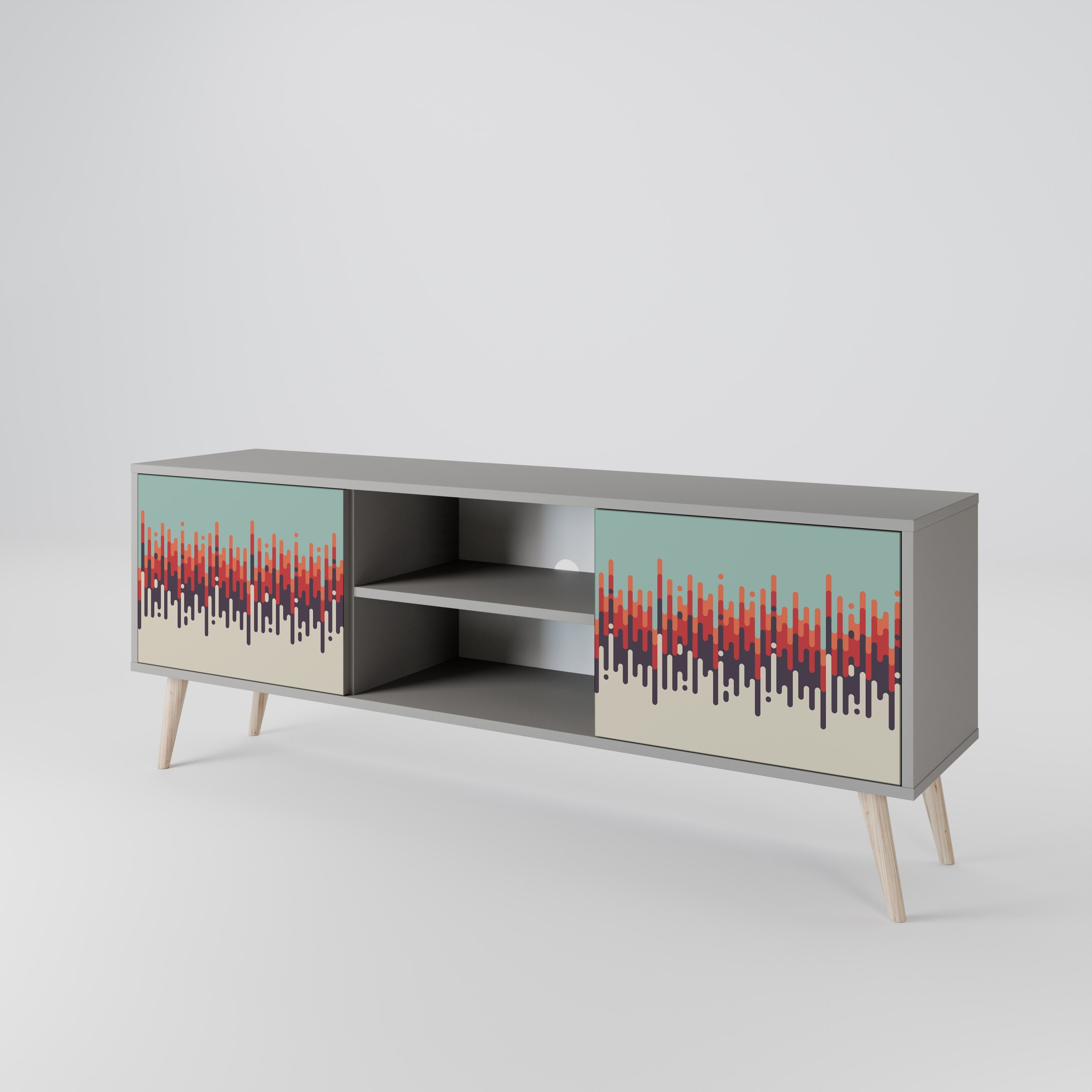 CHROMA CONTOURS Móvel de TV com 2 Portas em Acabamento Cinzento