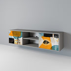 ABSTRACT FACES Móvel de TV com 2 Portas em Acabamento Cinzento