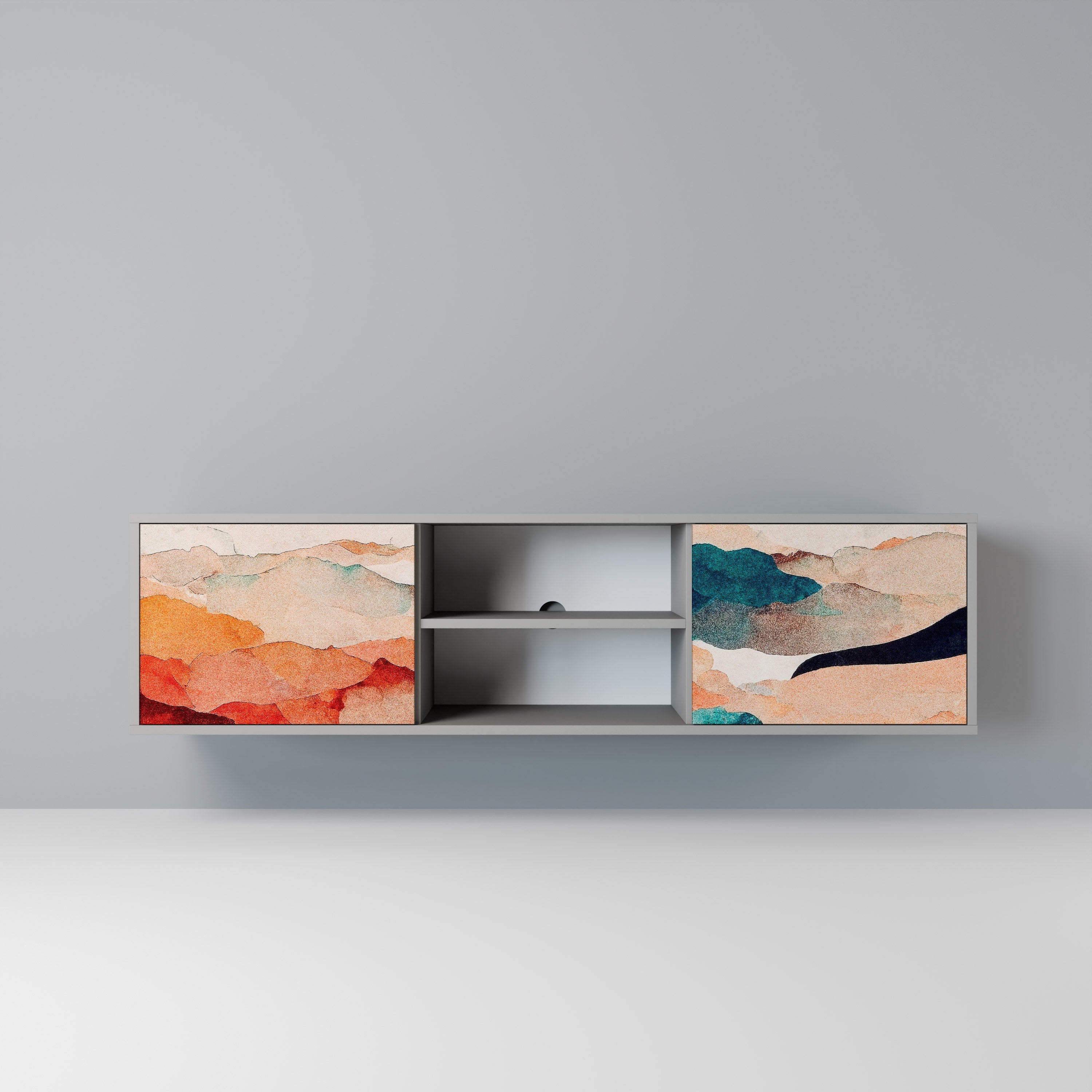 ABSTRACT LANDSCAPE Móvel de TV com 2 Portas em Acabamento Cinzento