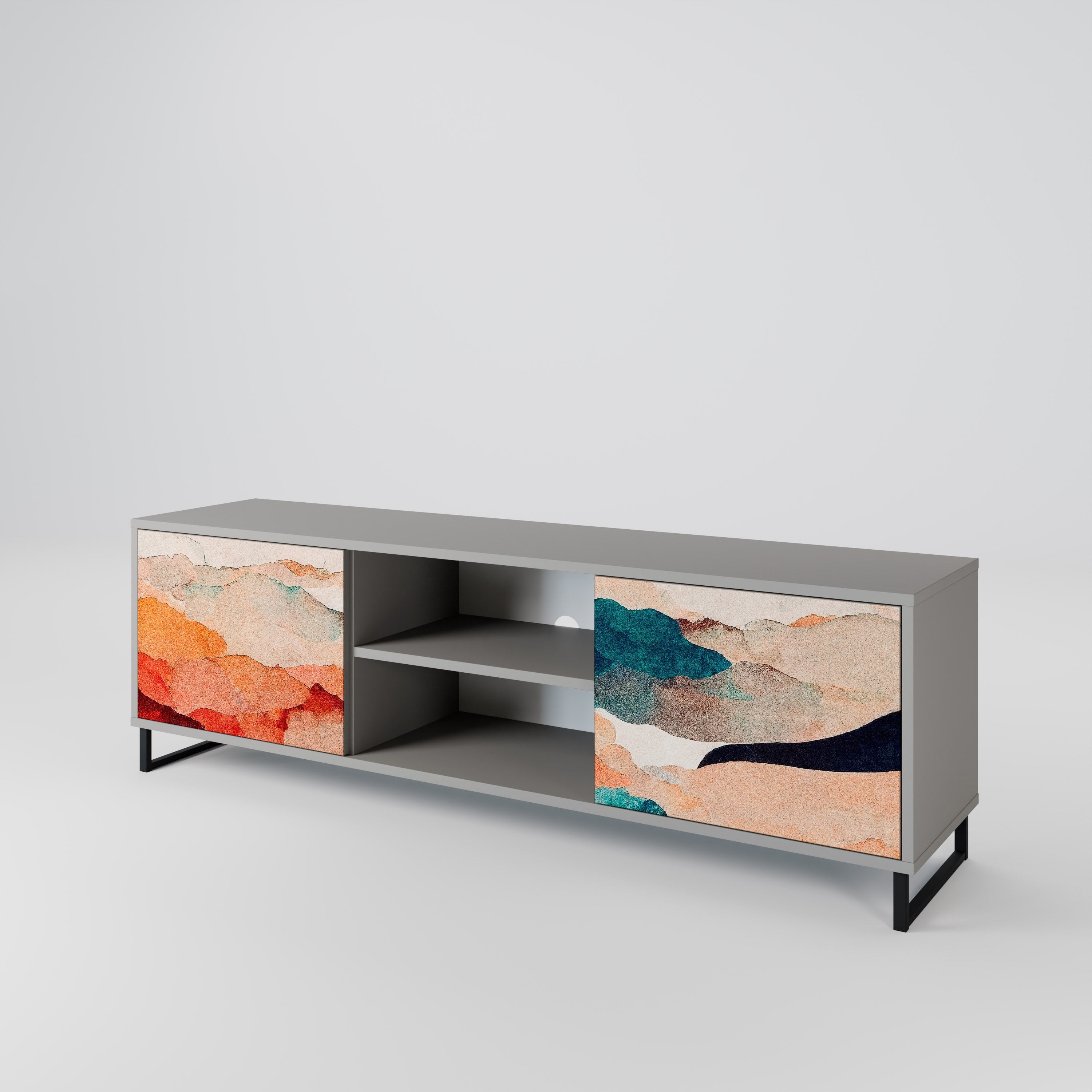 ABSTRACT LANDSCAPE Móvel de TV com 2 Portas em Acabamento Cinzento