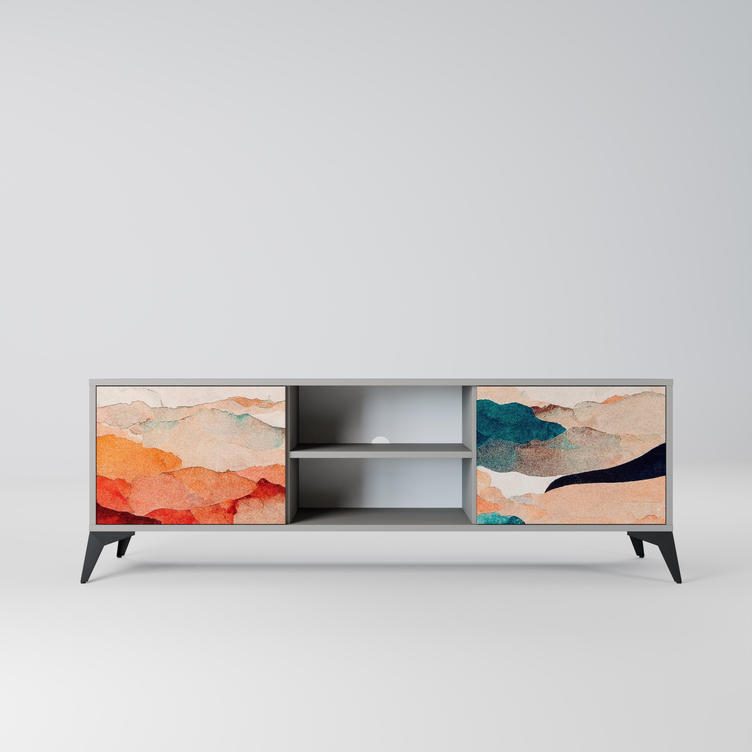 ABSTRACT LANDSCAPE Móvel de TV com 2 Portas em Acabamento Cinzento