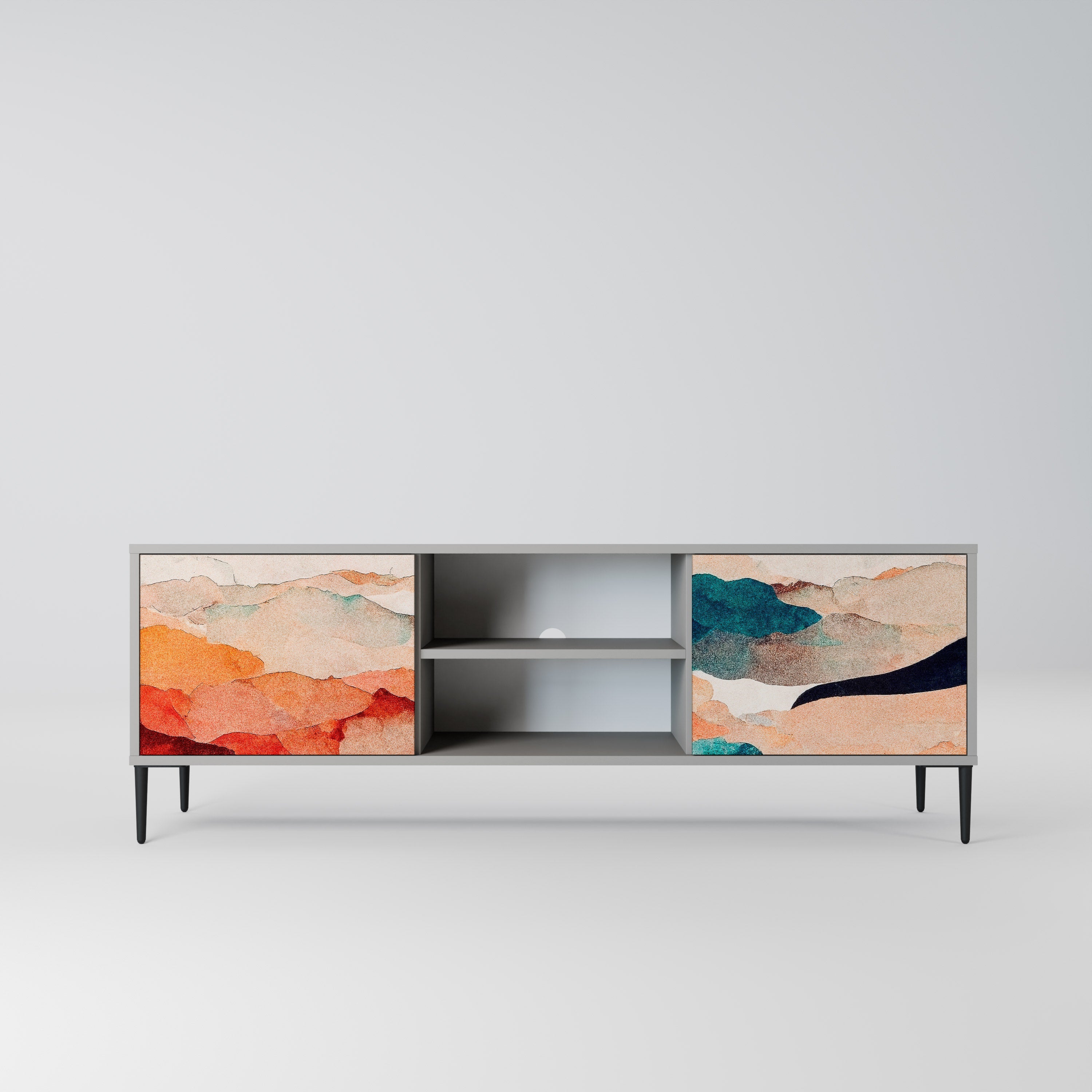 ABSTRACT LANDSCAPE Móvel de TV com 2 Portas em Acabamento Cinzento