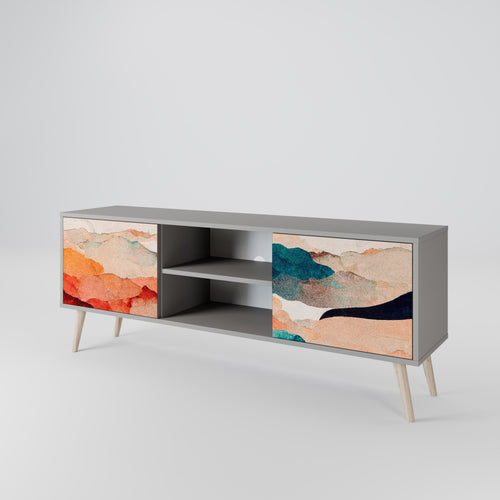ABSTRACT LANDSCAPE Móvel de TV com 2 Portas em Acabamento Cinzento