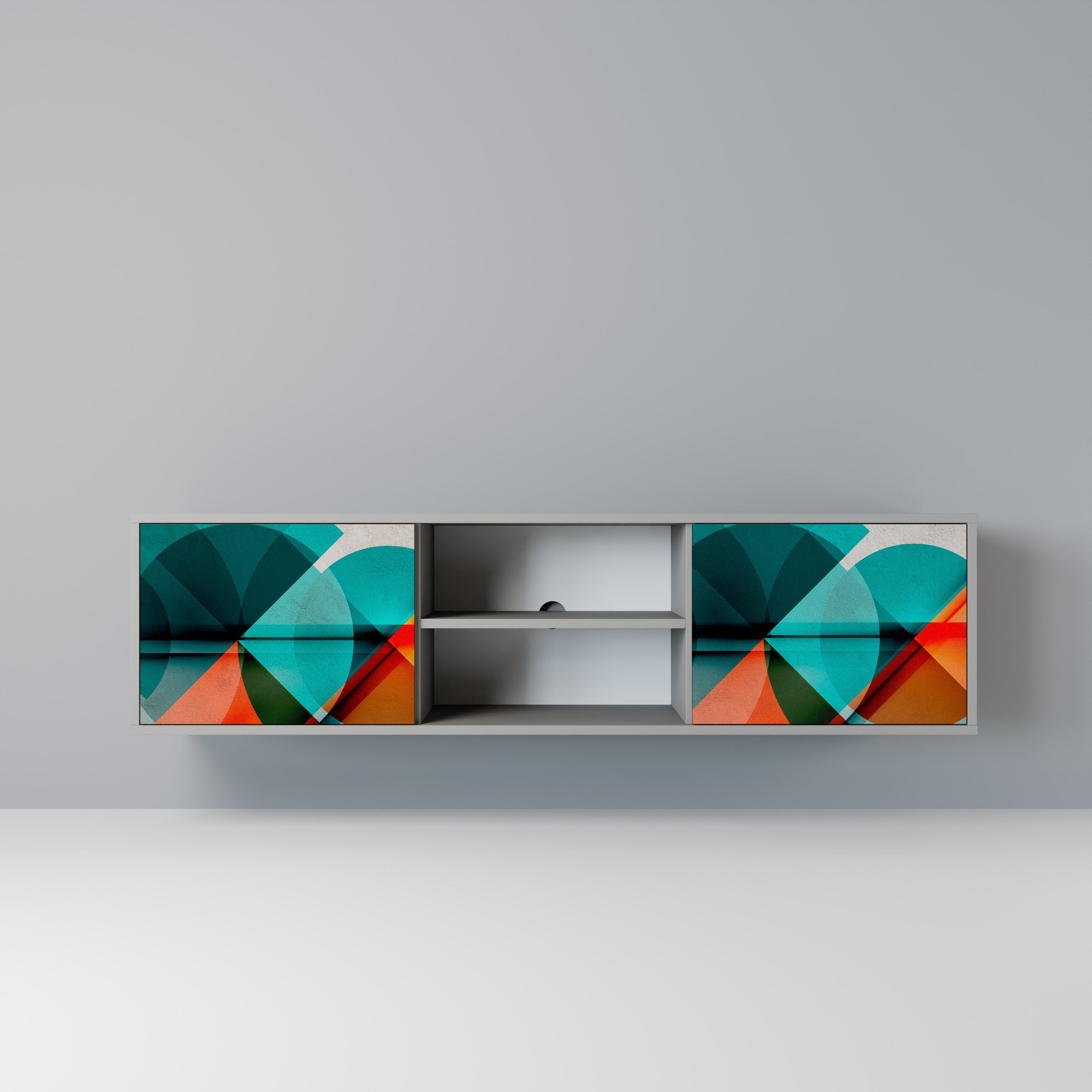 CIRCULAR RHAPSODY Móvel de TV com 2 Portas em Acabamento Cinzento