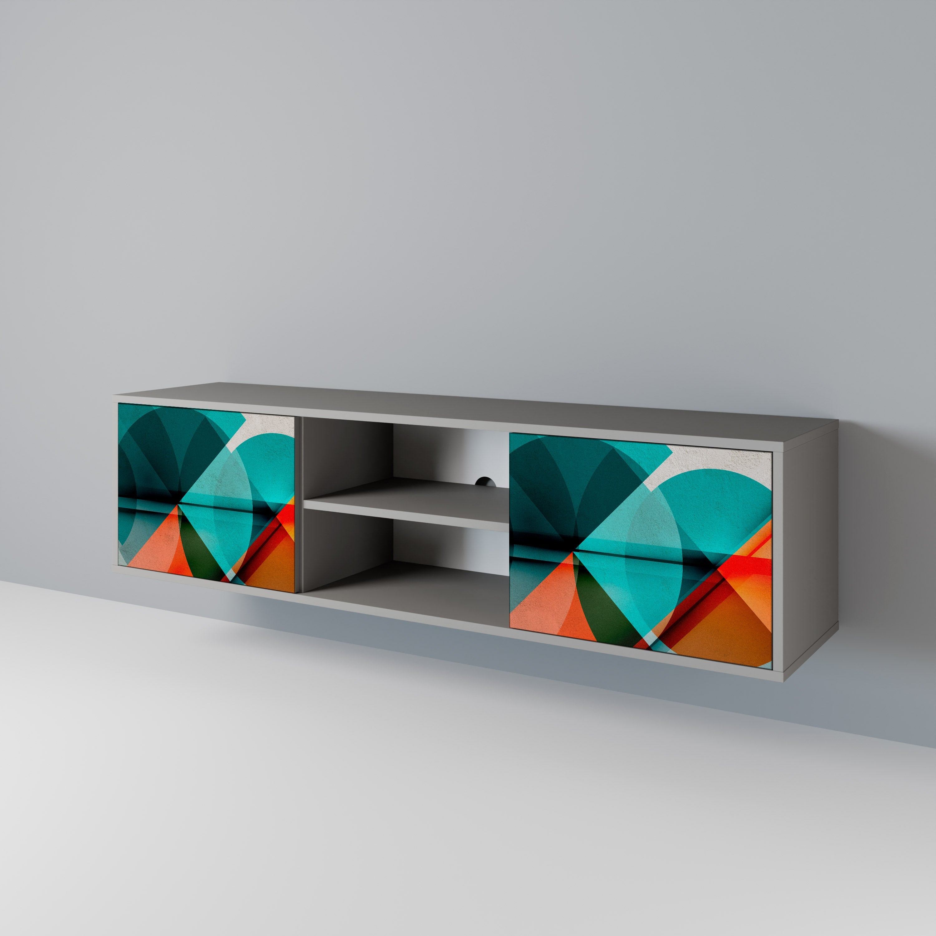 CIRCULAR RHAPSODY Móvel de TV com 2 Portas em Acabamento Cinzento