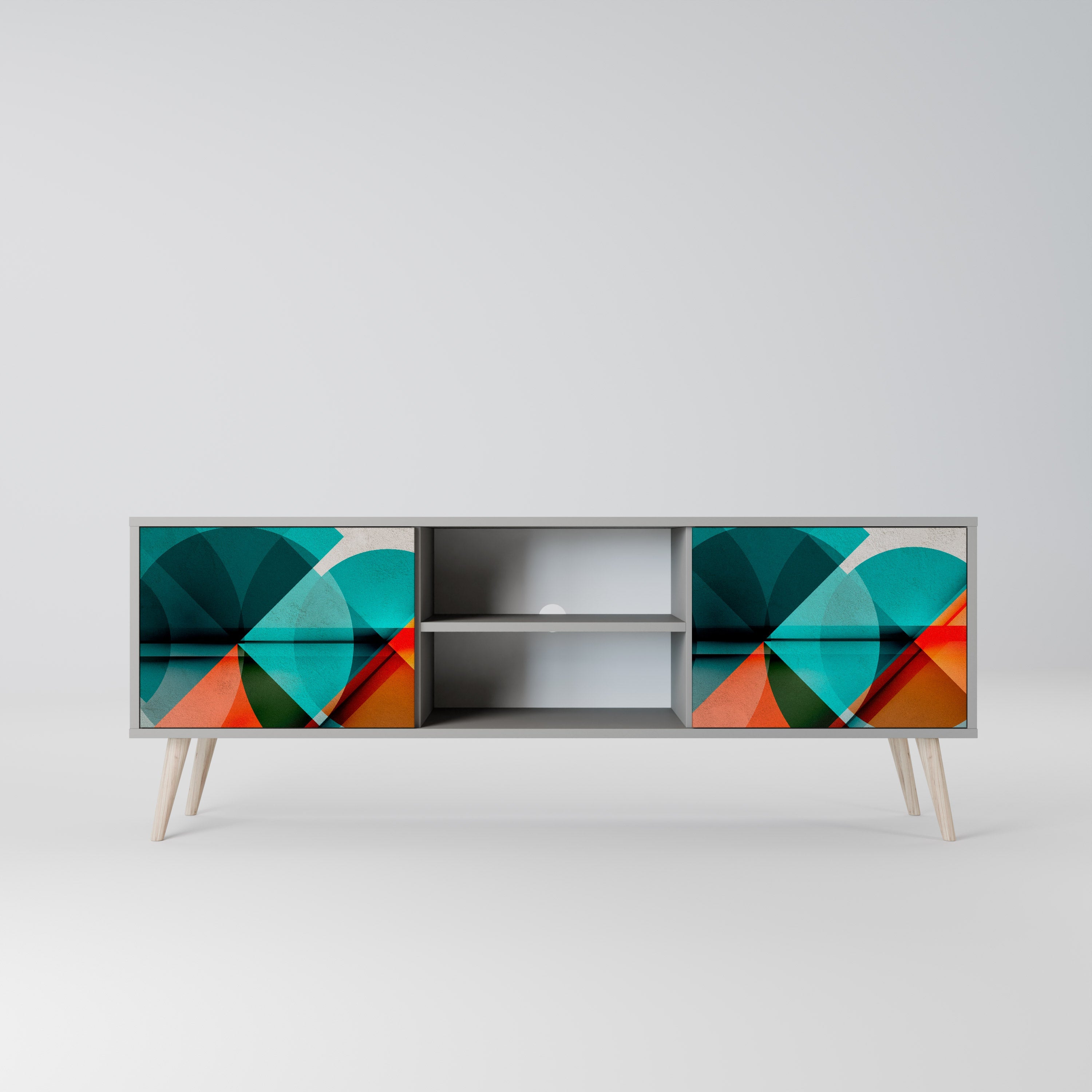 CIRCULAR RHAPSODY Móvel de TV com 2 Portas em Acabamento Cinzento