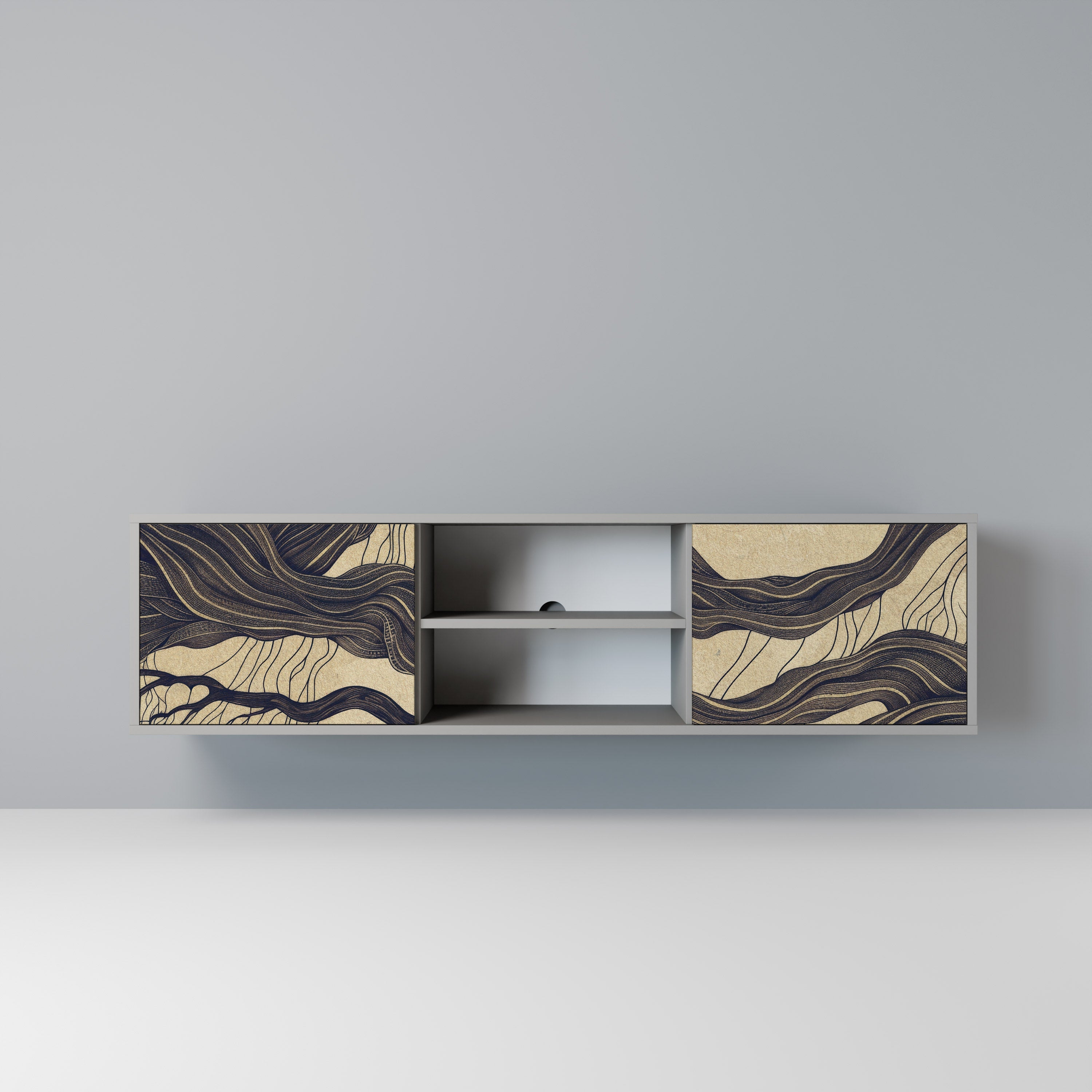 UNIFIED FRAGMENTS Móvel de TV com 2 Portas em Acabamento Cinzento