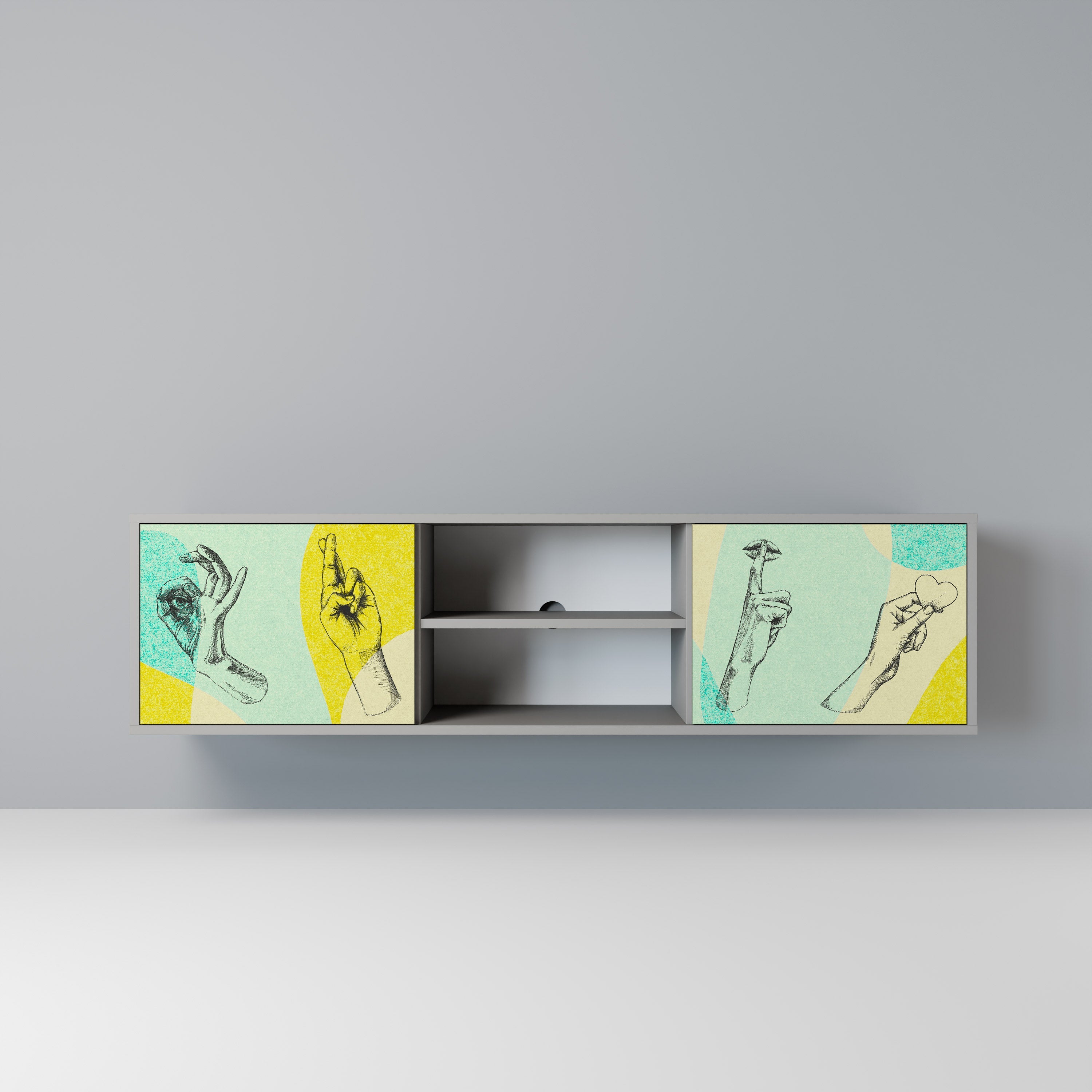 BODY LANGUAGE Móvel de TV com 2 Portas em Acabamento Cinzento