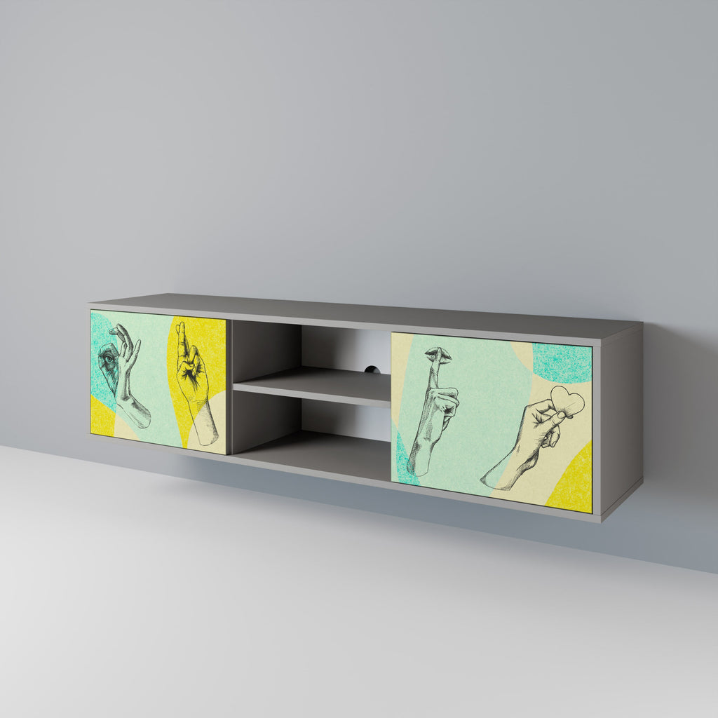 BODY LANGUAGE Móvel de TV com 2 Portas em Acabamento Cinzento