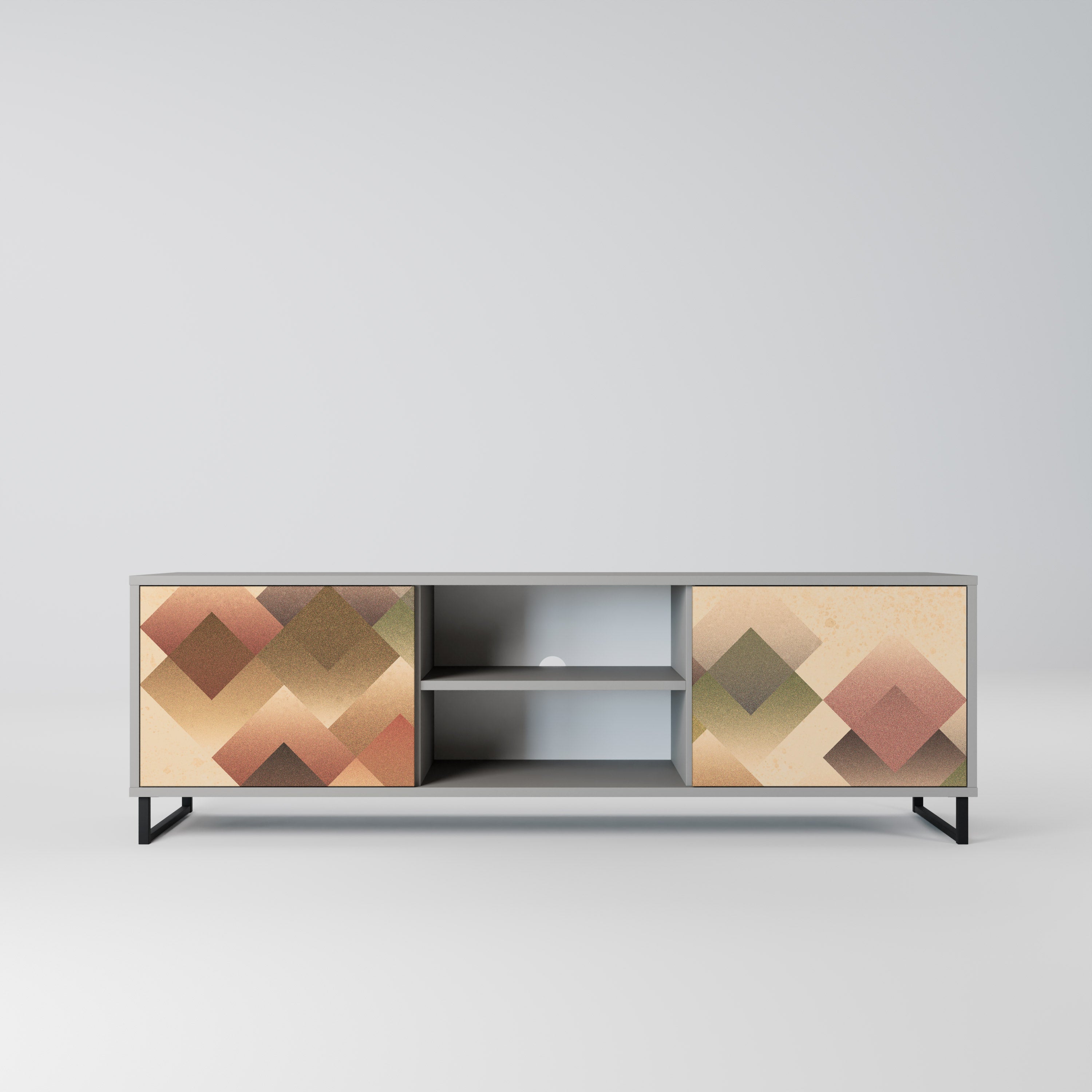 GEOMETRIC FUSION Móvel de TV com 2 Portas em Acabamento Cinzento