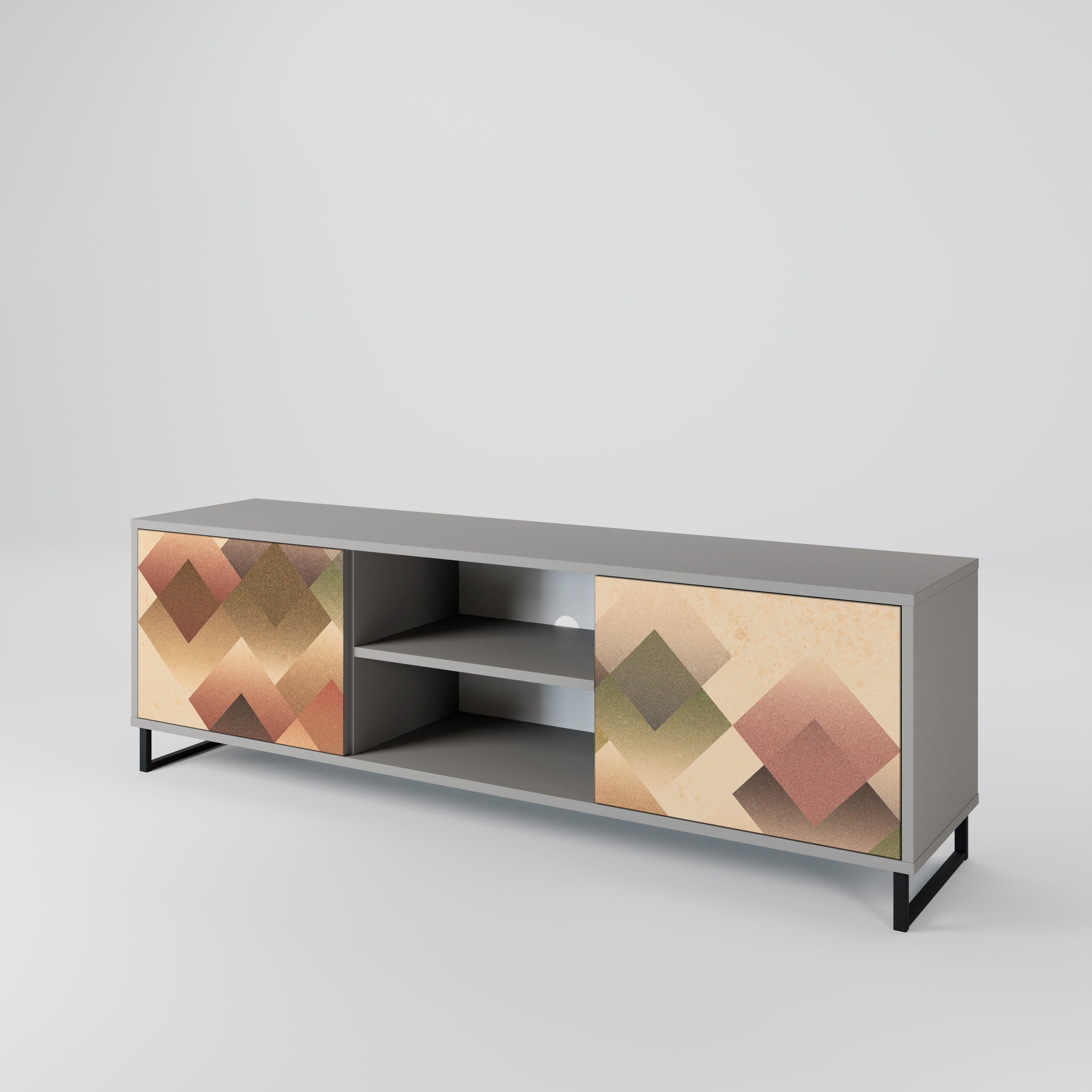 GEOMETRIC FUSION Móvel de TV com 2 Portas em Acabamento Cinzento