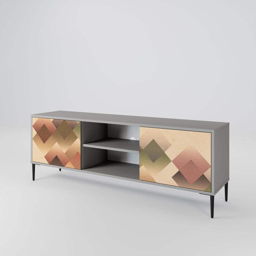 GEOMETRIC FUSION Móvel de TV com 2 Portas em Acabamento Cinzento