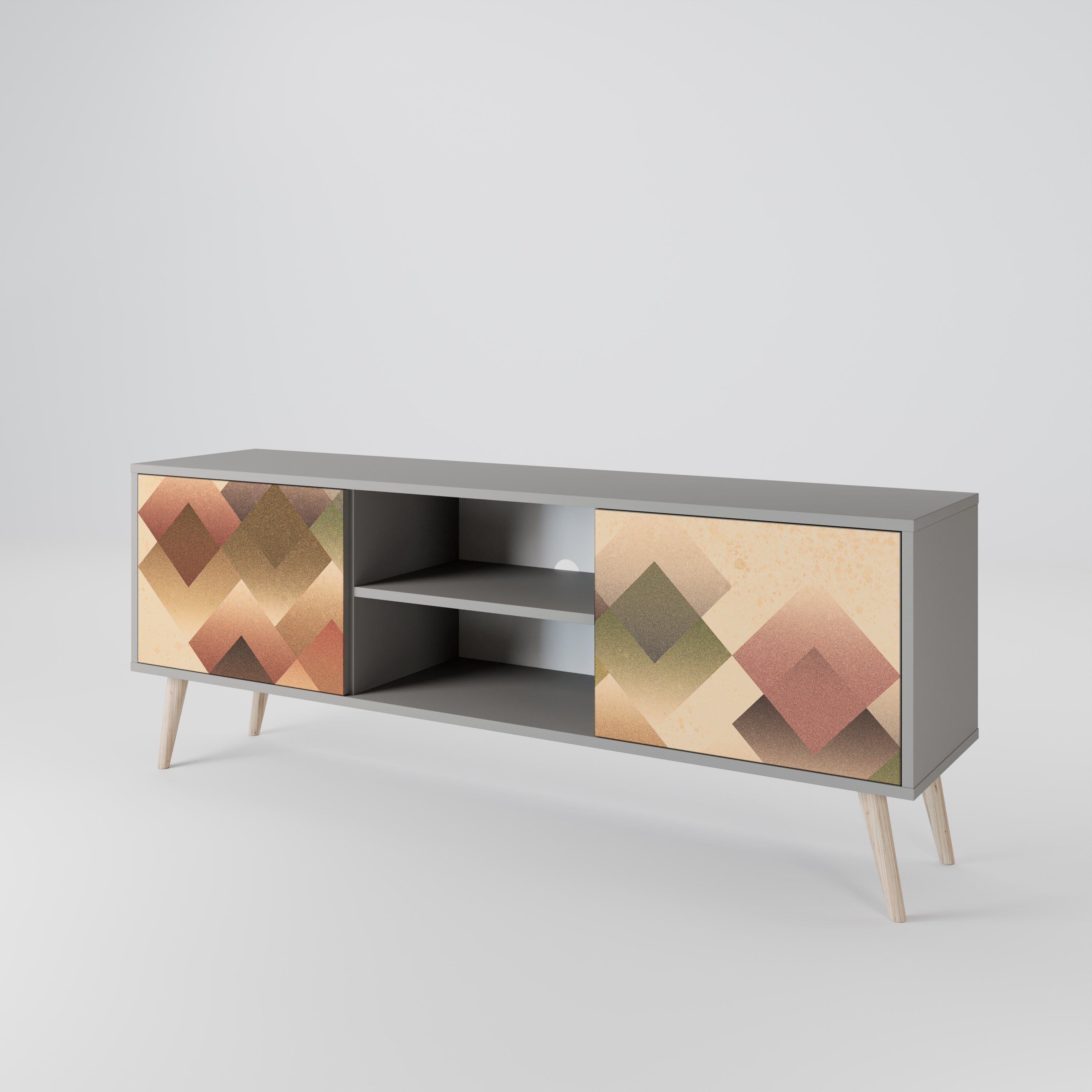 GEOMETRIC FUSION Móvel de TV com 2 Portas em Acabamento Cinzento