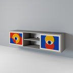 GEOMETRIC EYES Móvel de TV com 2 Portas em Acabamento Cinzento