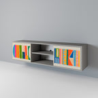 GEOMETRIC SHINE Móvel de TV com 2 Portas em Acabamento Cinzento