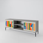 GEOMETRIC SHINE Móvel de TV com 2 Portas em Acabamento Cinzento