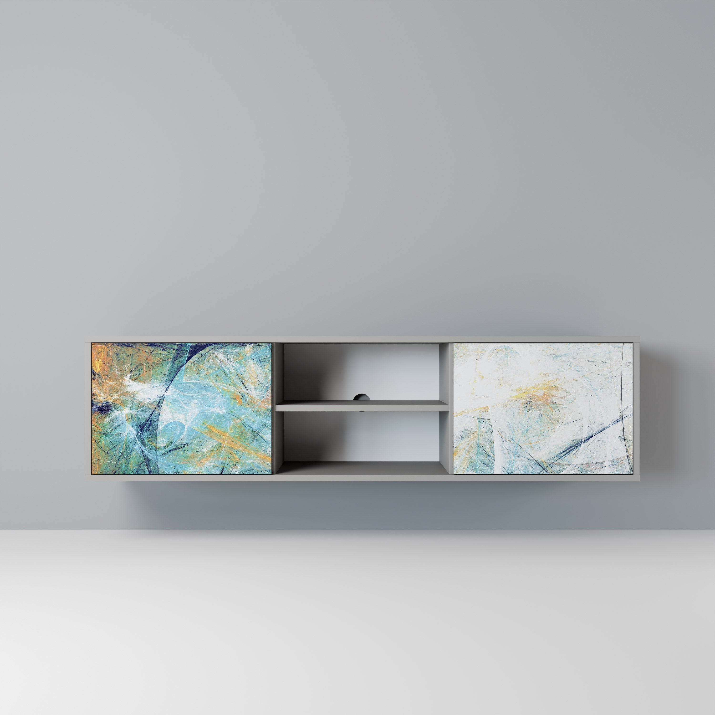 ABSTRACT THOUGHTS Móvel de TV com 2 Portas em Acabamento Cinzento