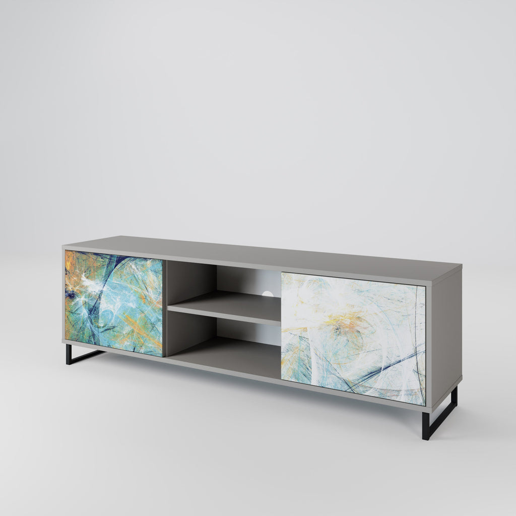 ABSTRACT THOUGHTS 2-Door TV Stand in Grey Finish