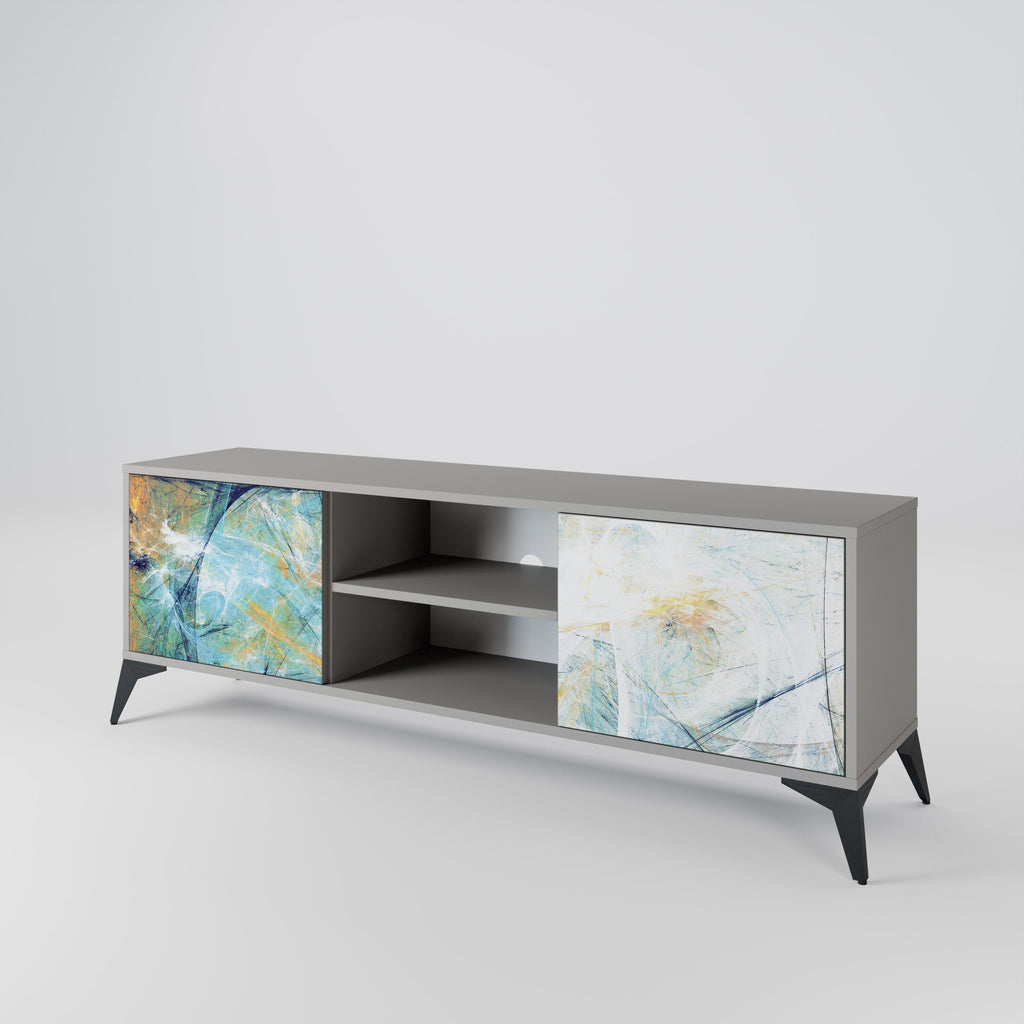 ABSTRACT THOUGHTS 2-Door TV Stand in Grey Finish