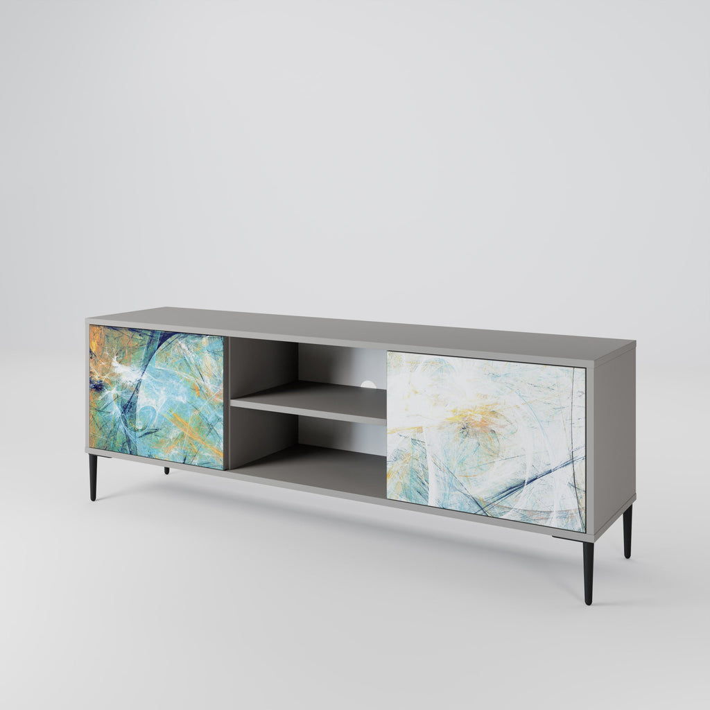 ABSTRACT THOUGHTS 2-Door TV Stand in Grey Finish