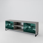 POLYGONAL FLOATING 2-Door TV Stand in Grey Finish