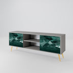 POLYGONAL FLOATING 2-Door TV Stand in Grey Finish