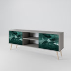 POLYGONAL FLOATING 2-Door TV Stand in Grey Finish