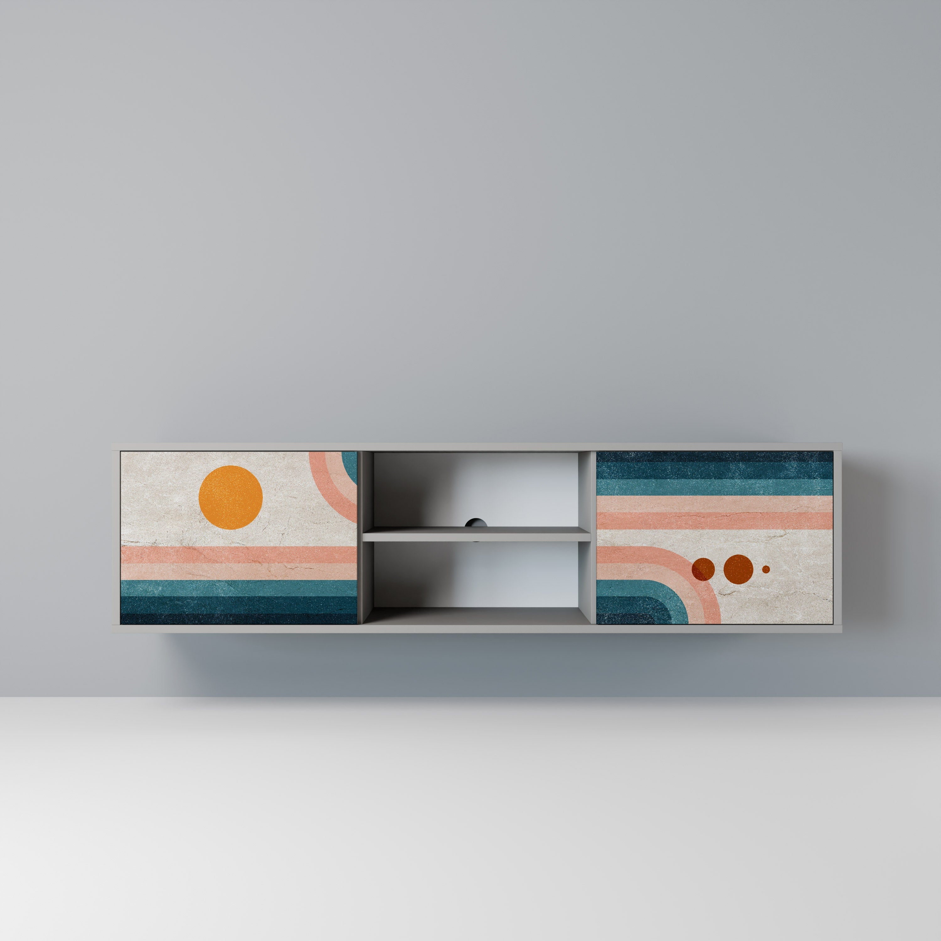 TWO HALVES Móvel de TV com 2 Portas em Acabamento Cinzento