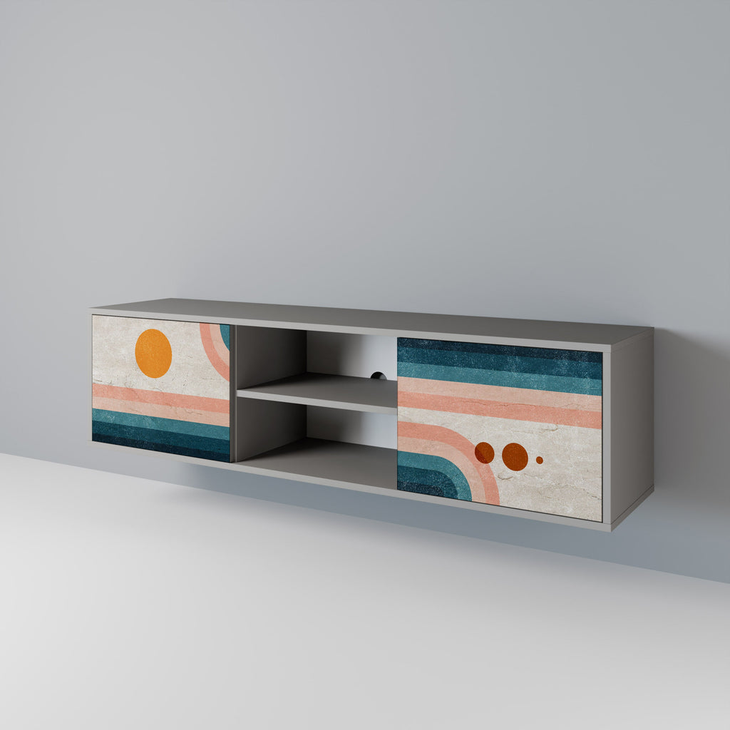 TWO HALVES Móvel de TV com 2 Portas em Acabamento Cinzento