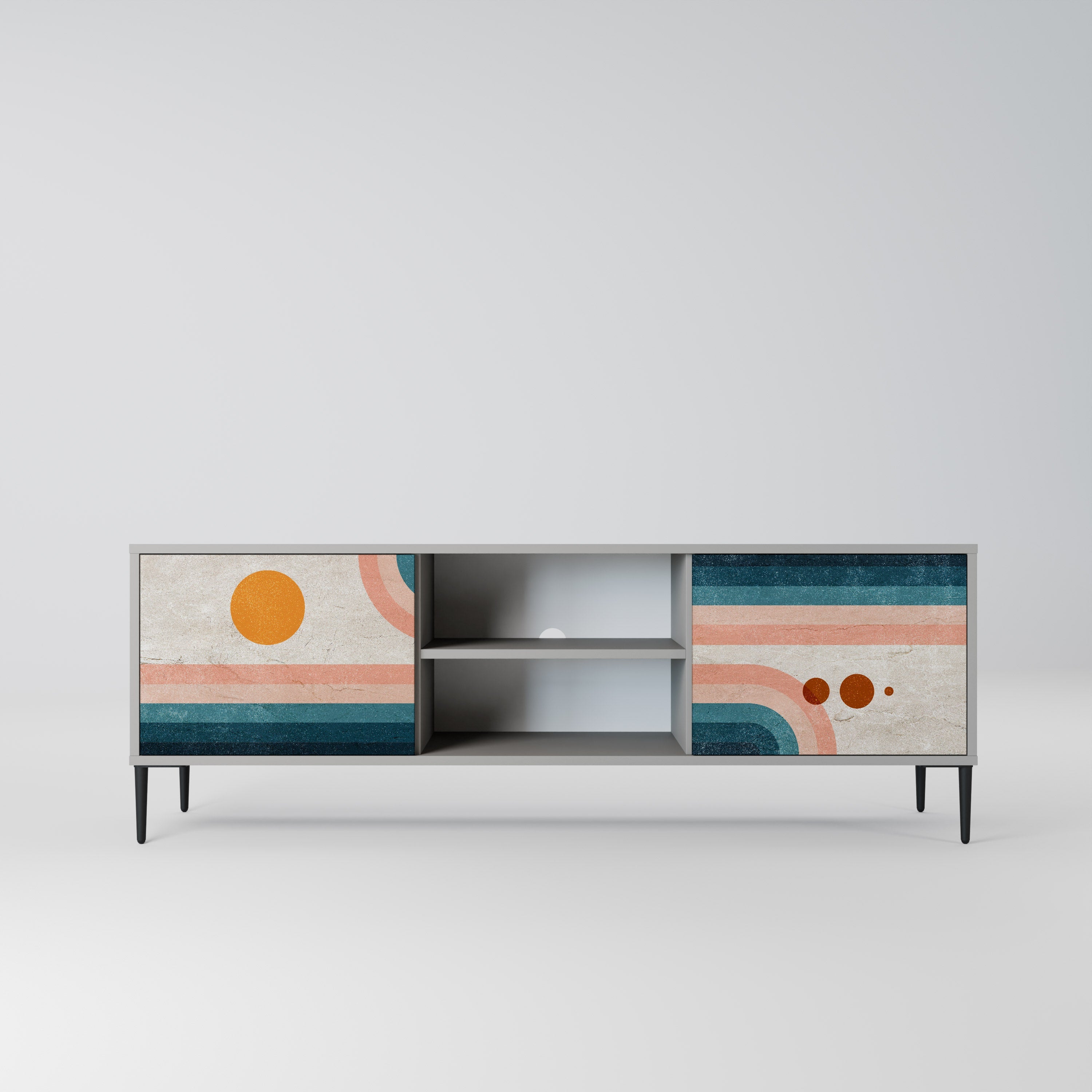 TWO HALVES Móvel de TV com 2 Portas em Acabamento Cinzento