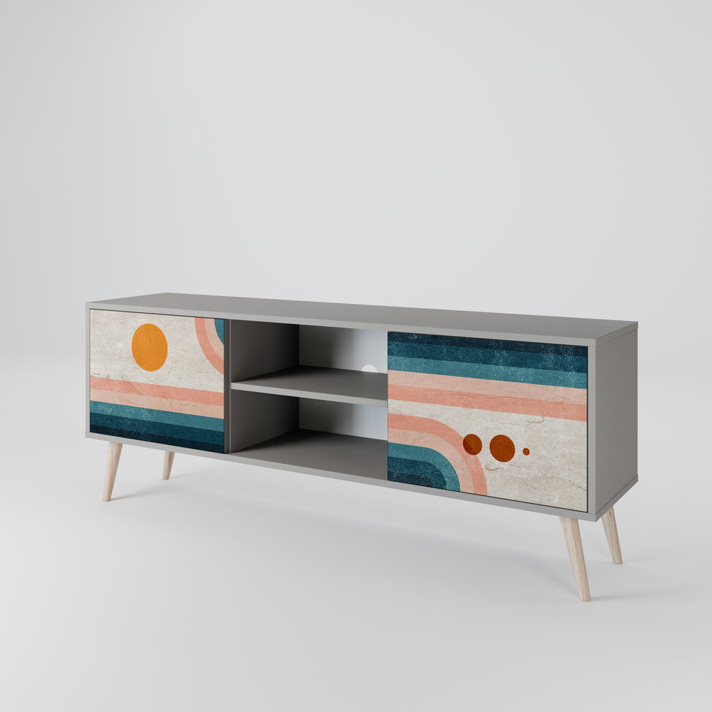 TWO HALVES Móvel de TV com 2 Portas em Acabamento Cinzento