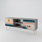 TWO HALVES Móvel de TV com 2 Portas em Acabamento Cinzento