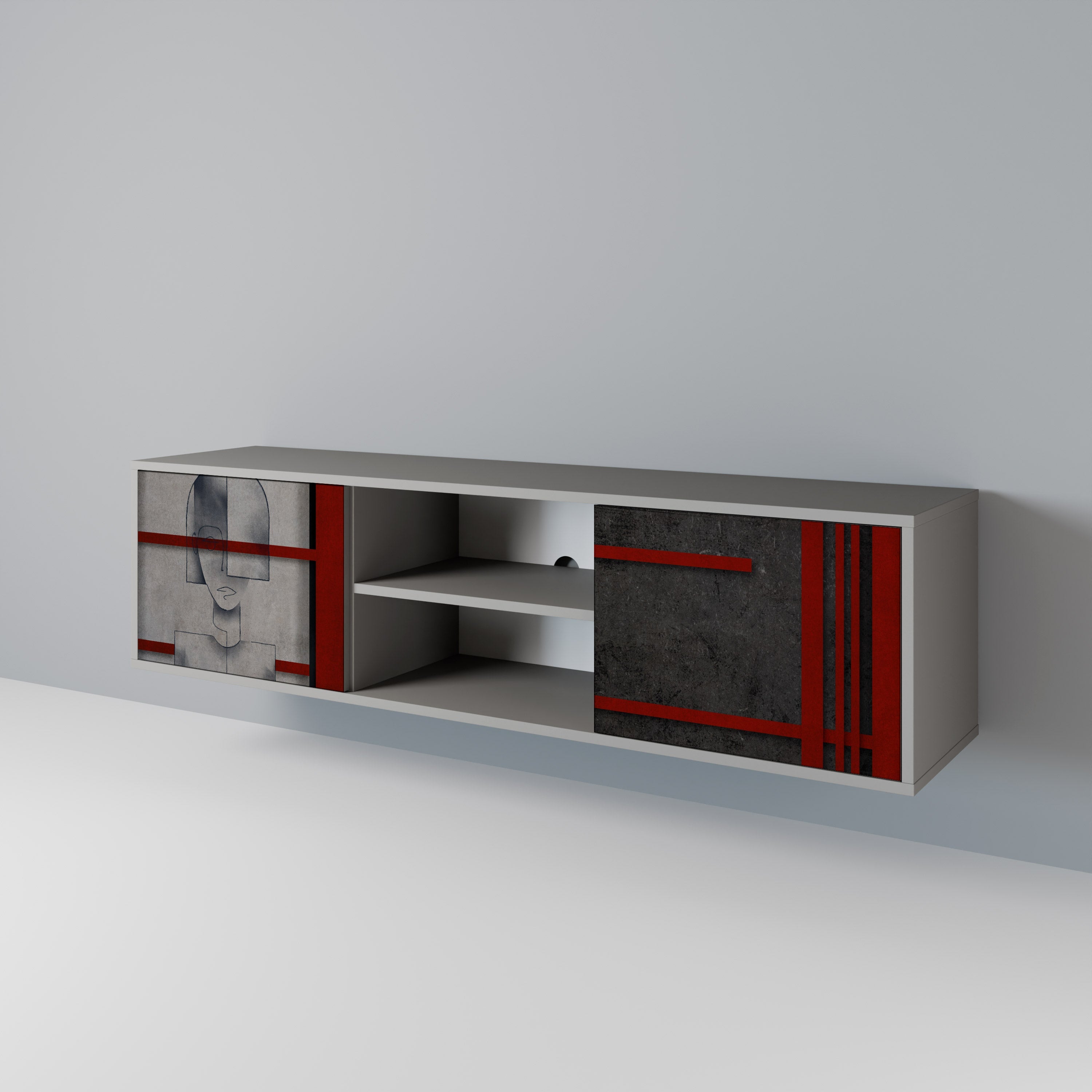 GRAY FIGURES Móvel de TV com 2 Portas em Acabamento Cinzento