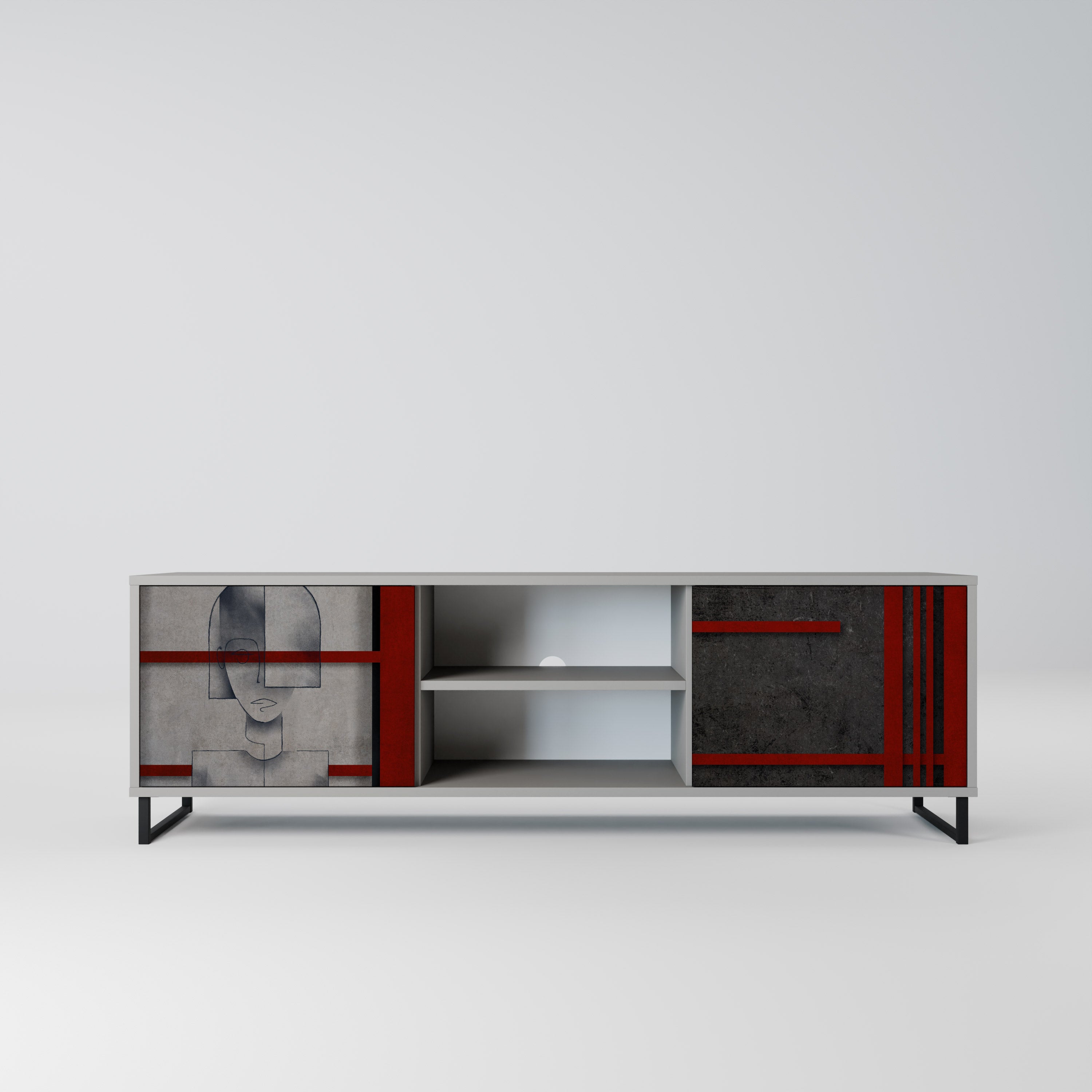 GRAY FIGURES Móvel de TV com 2 Portas em Acabamento Cinzento