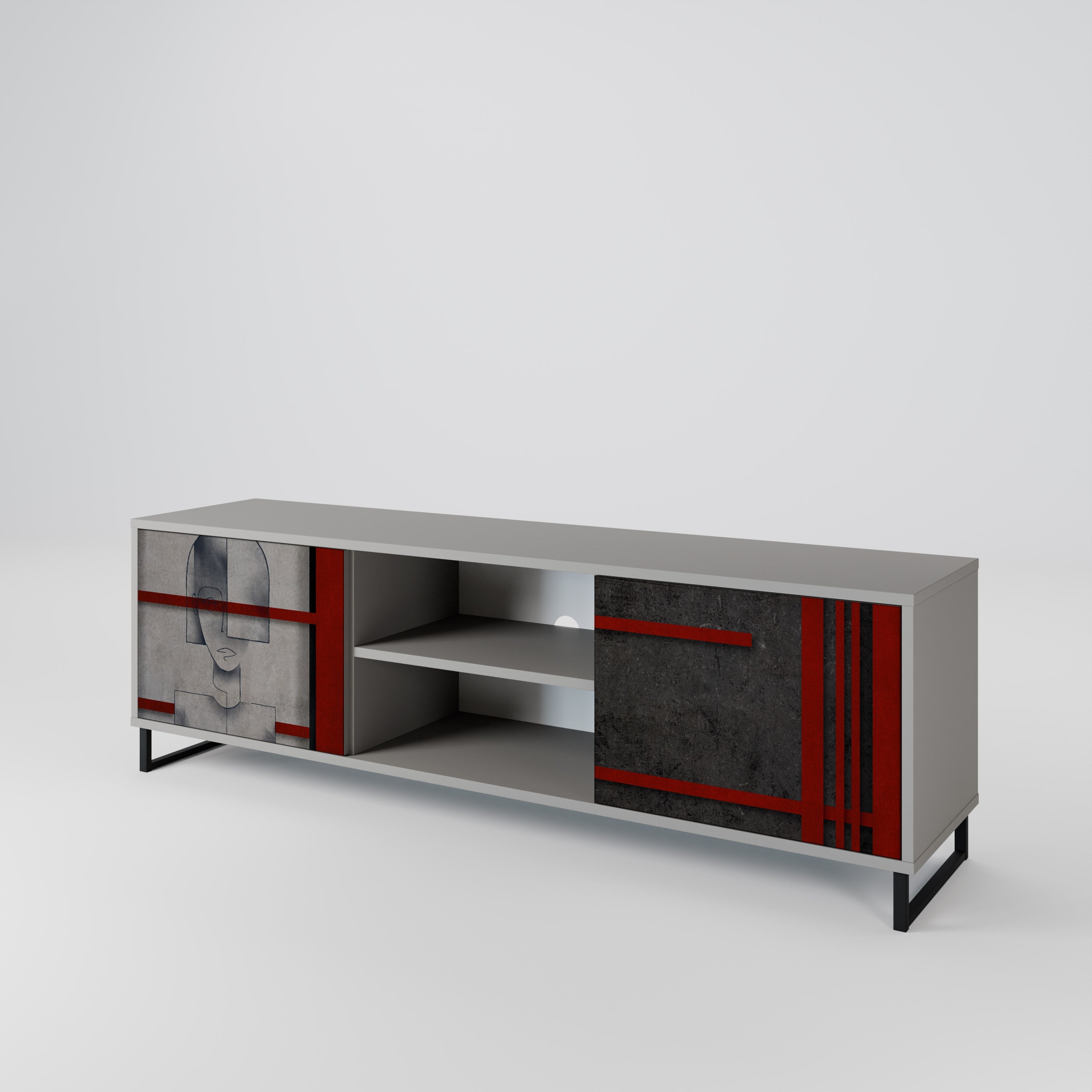 GRAY FIGURES Móvel de TV com 2 Portas em Acabamento Cinzento
