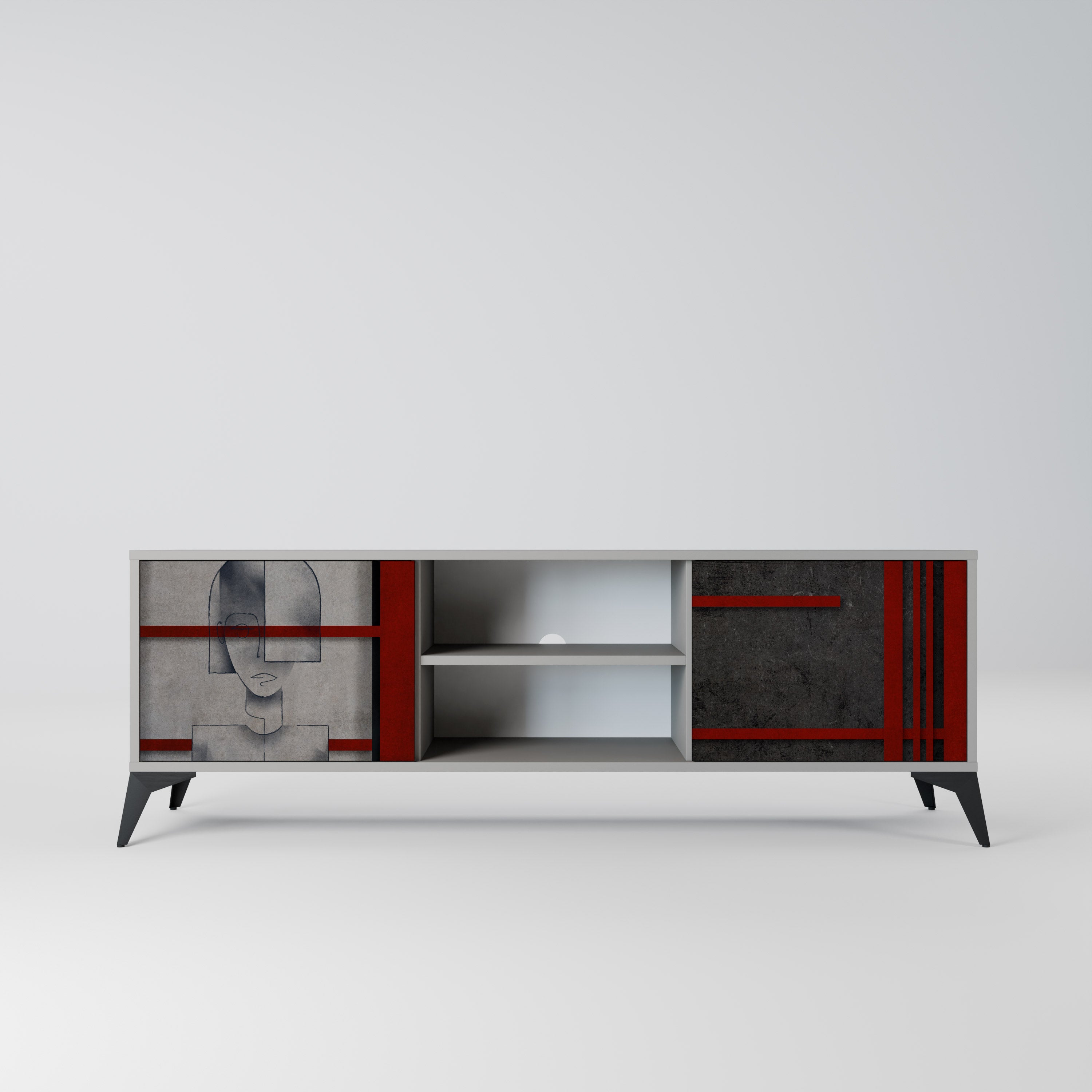 GRAY FIGURES Móvel de TV com 2 Portas em Acabamento Cinzento