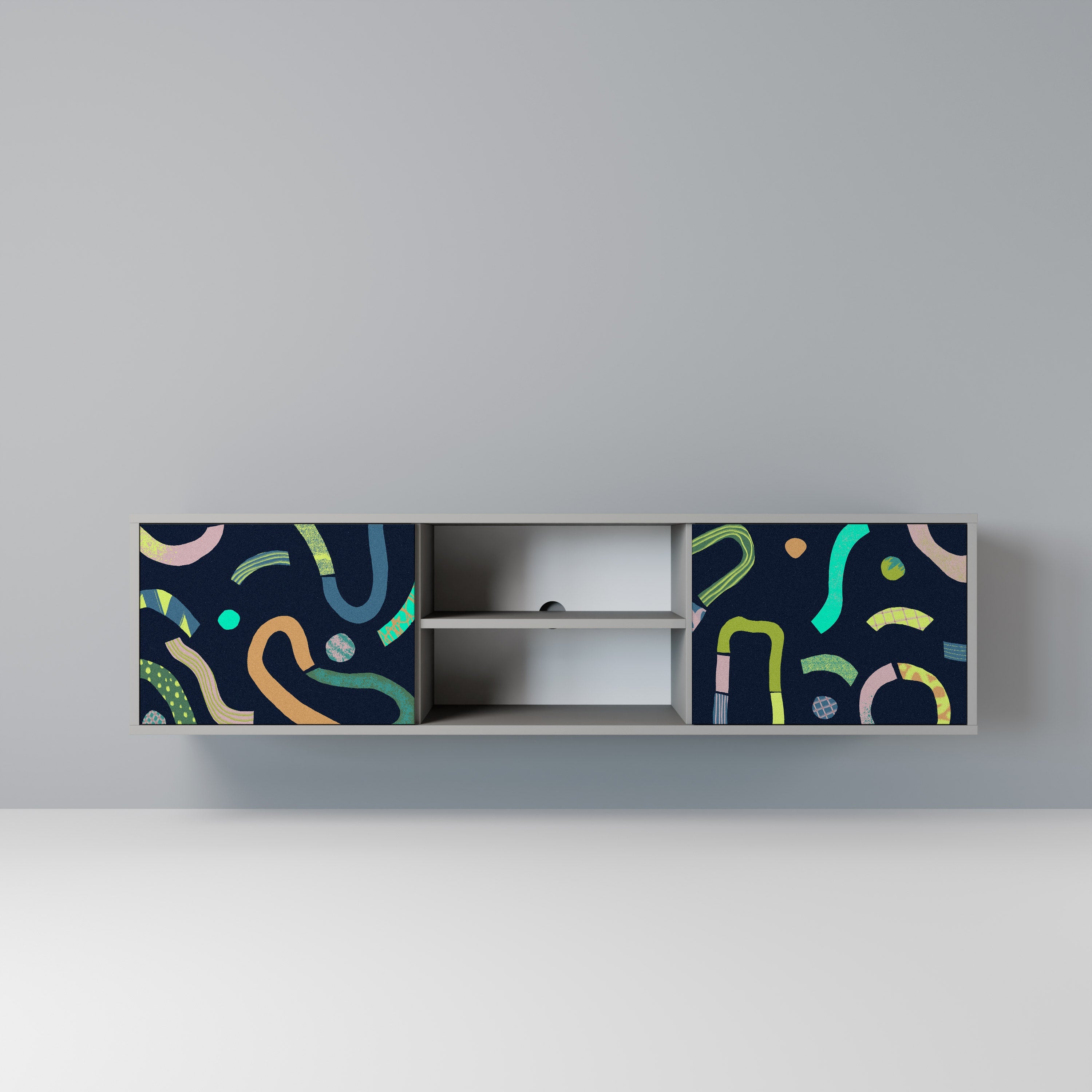 CONTRAST DANCE Móvel de TV com 2 Portas em Acabamento Cinzento