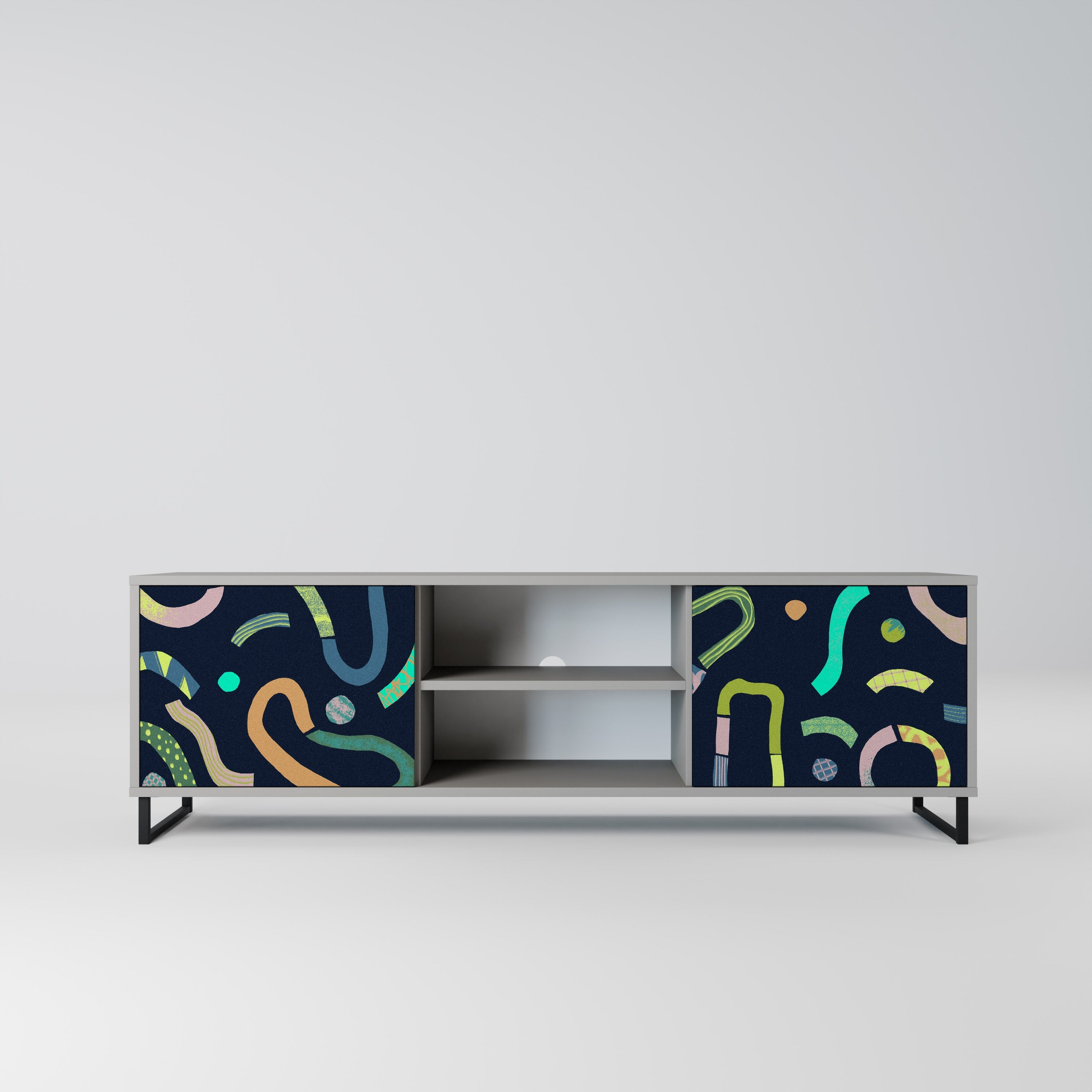 CONTRAST DANCE Móvel de TV com 2 Portas em Acabamento Cinzento