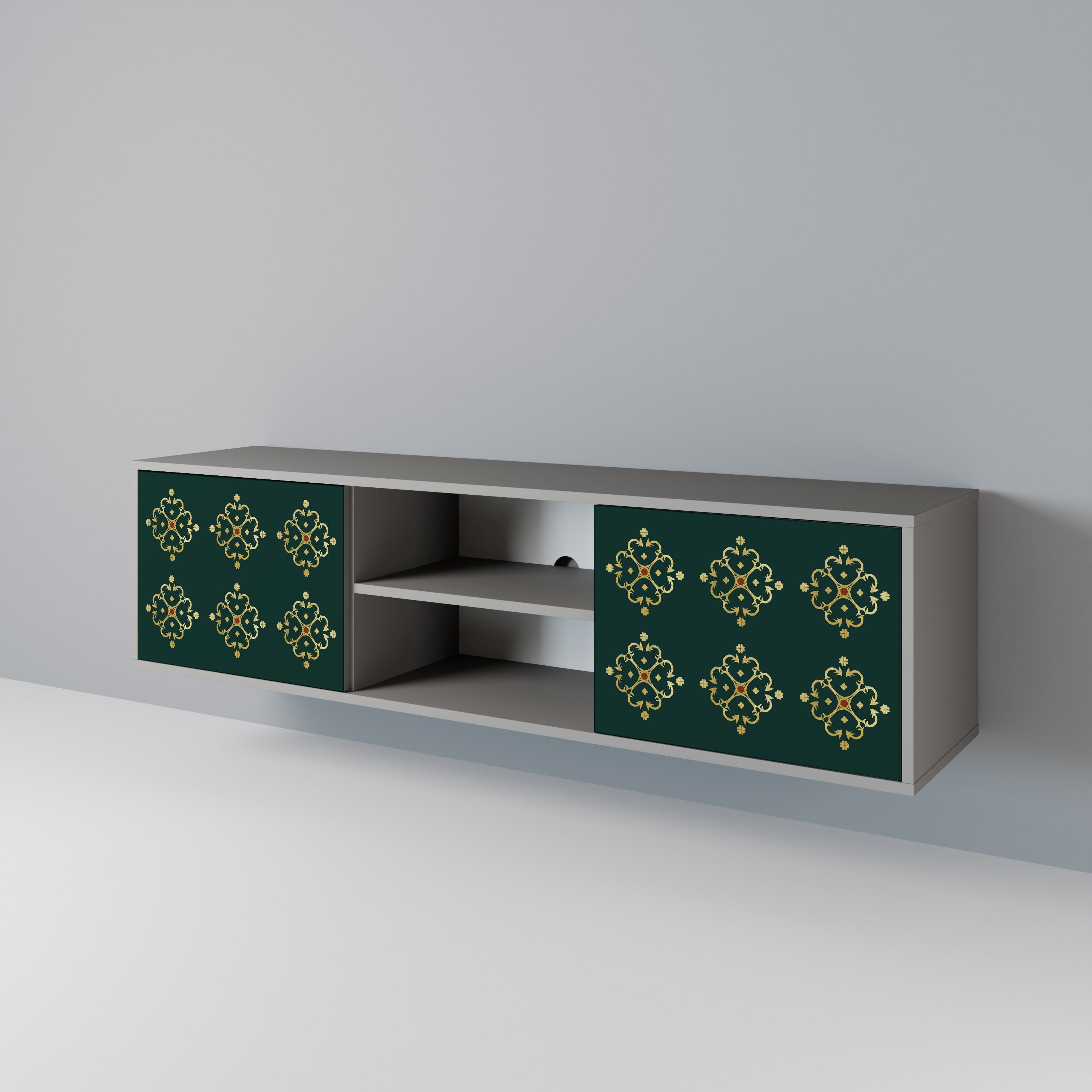 ROYAL MEDALLION Móvel de TV com 2 Portas em Acabamento Cinzento