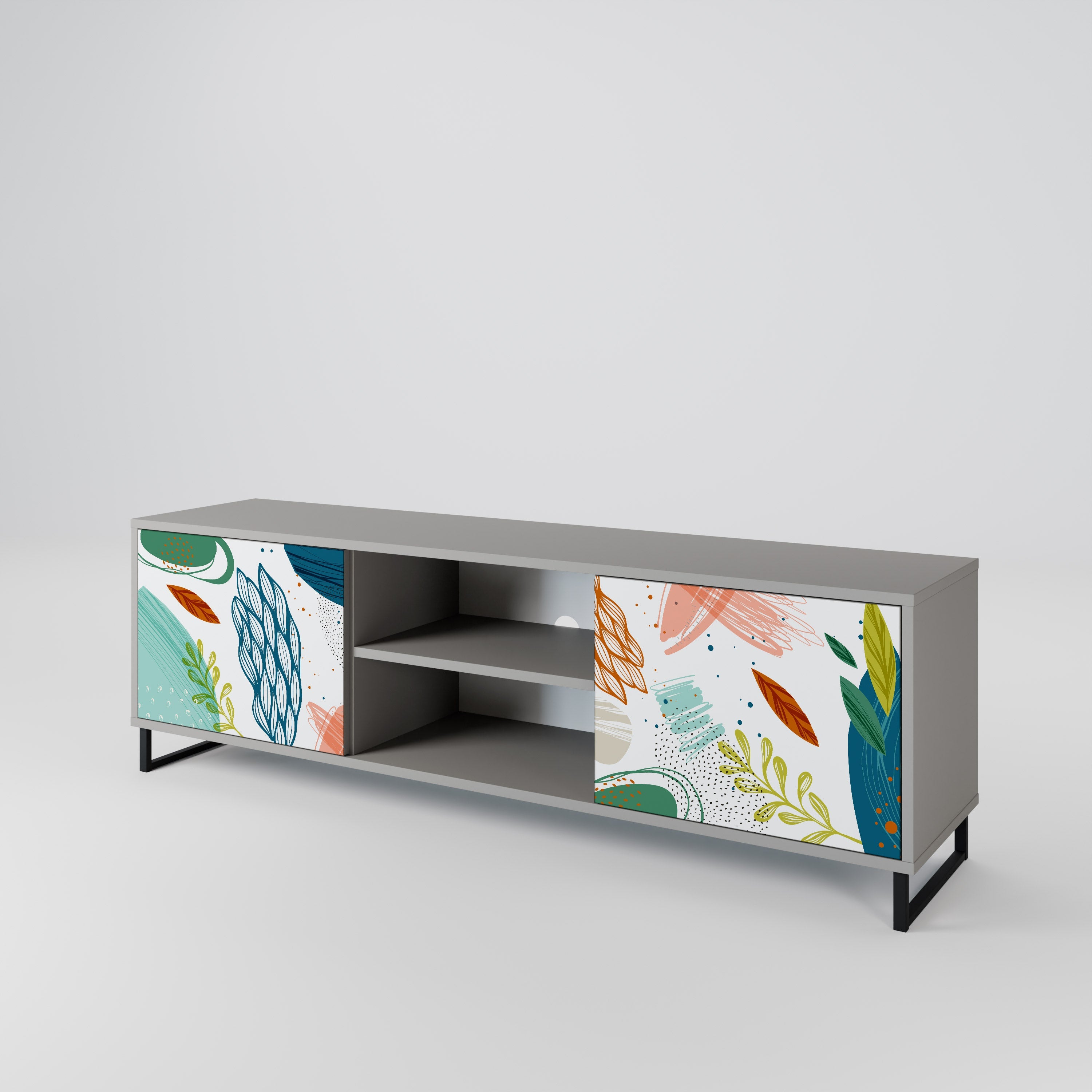 BOTANICAL HURRICANE Móvel de TV com 2 Portas em Acabamento Cinzento