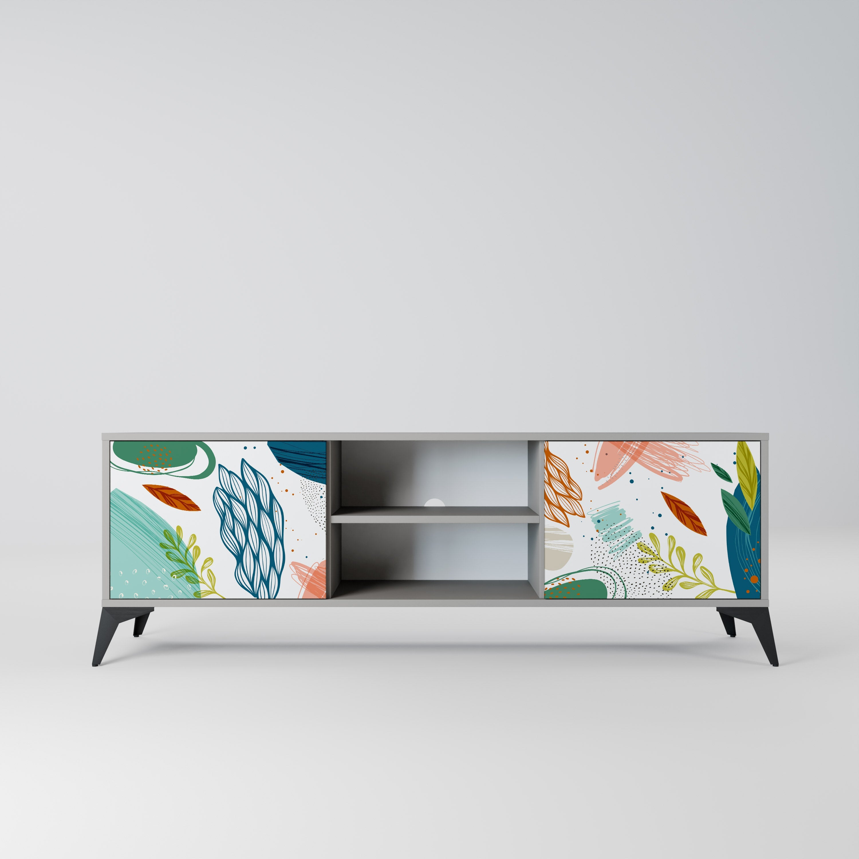 BOTANICAL HURRICANE Móvel de TV com 2 Portas em Acabamento Cinzento