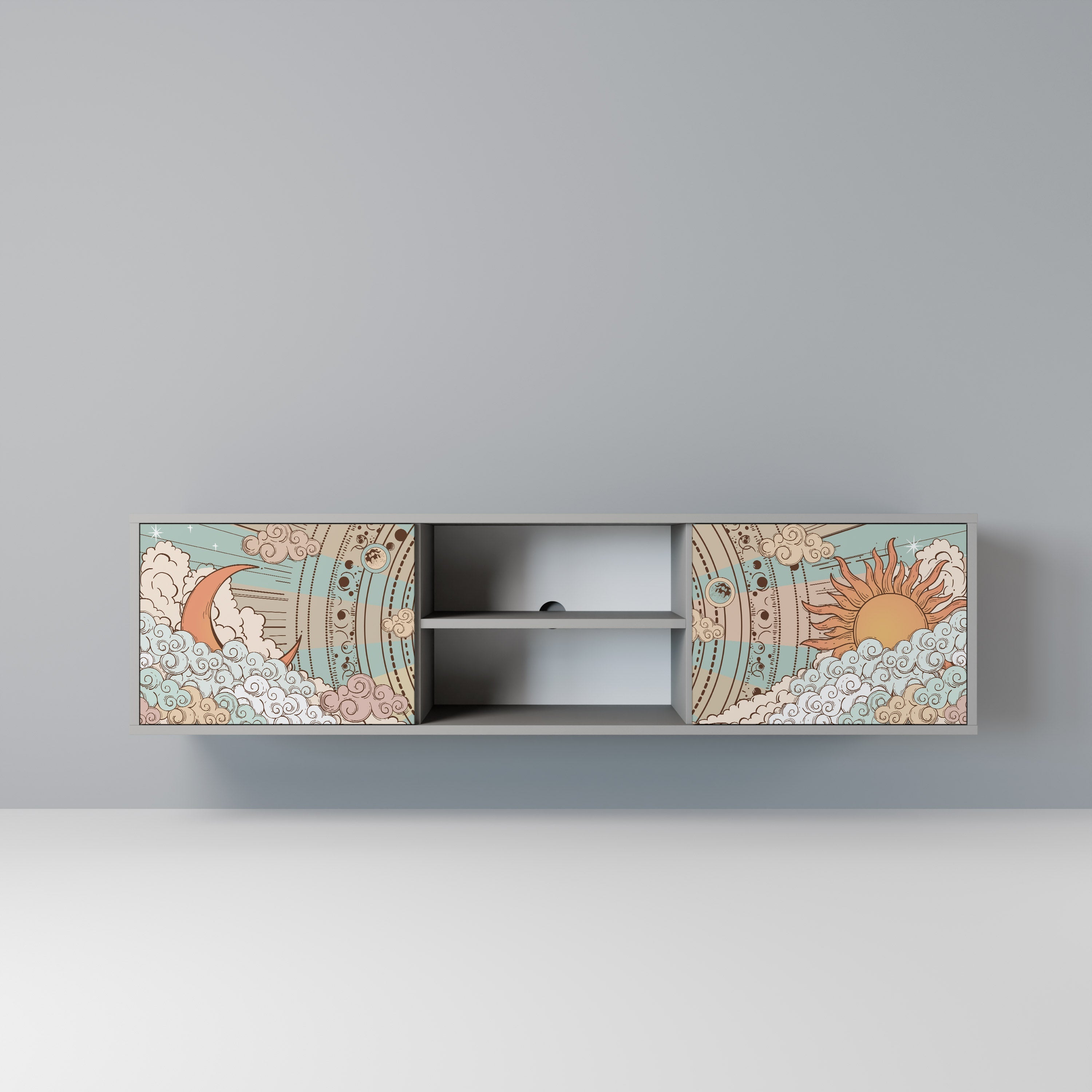 MYSTICAL STRUCTURE Móvel de TV com 2 Portas em Acabamento Cinzento