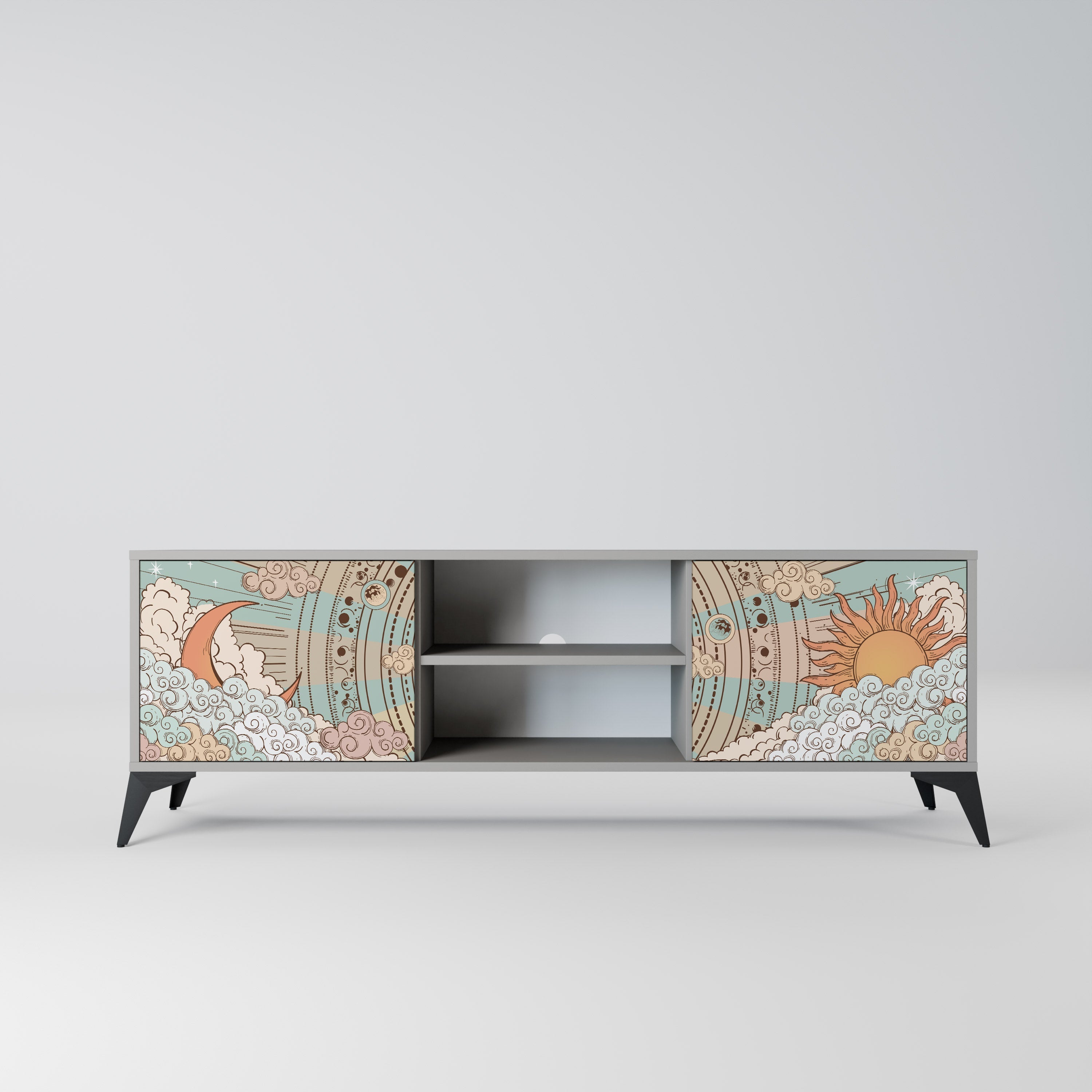 MYSTICAL STRUCTURE Móvel de TV com 2 Portas em Acabamento Cinzento