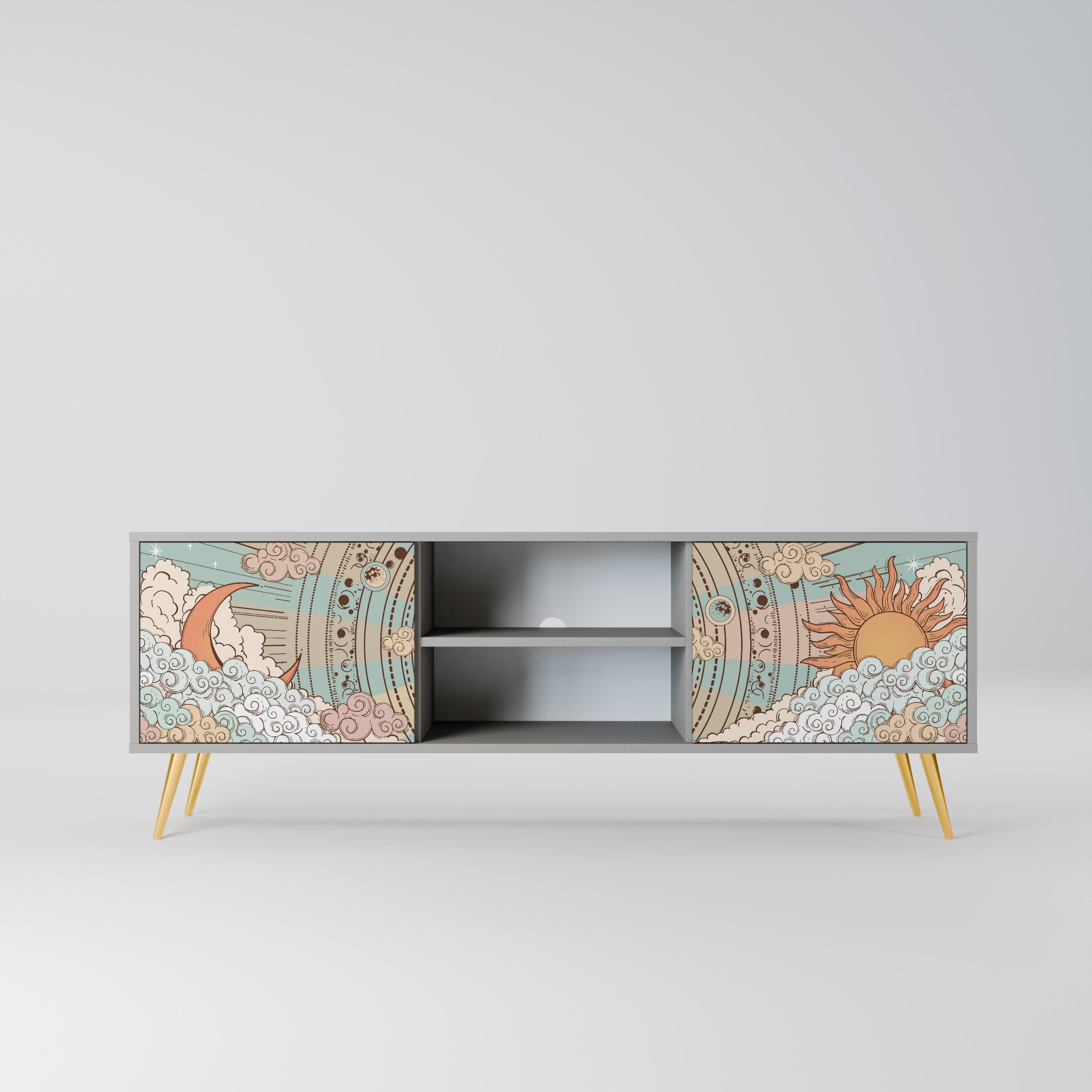 MYSTICAL STRUCTURE Móvel de TV com 2 Portas em Acabamento Cinzento