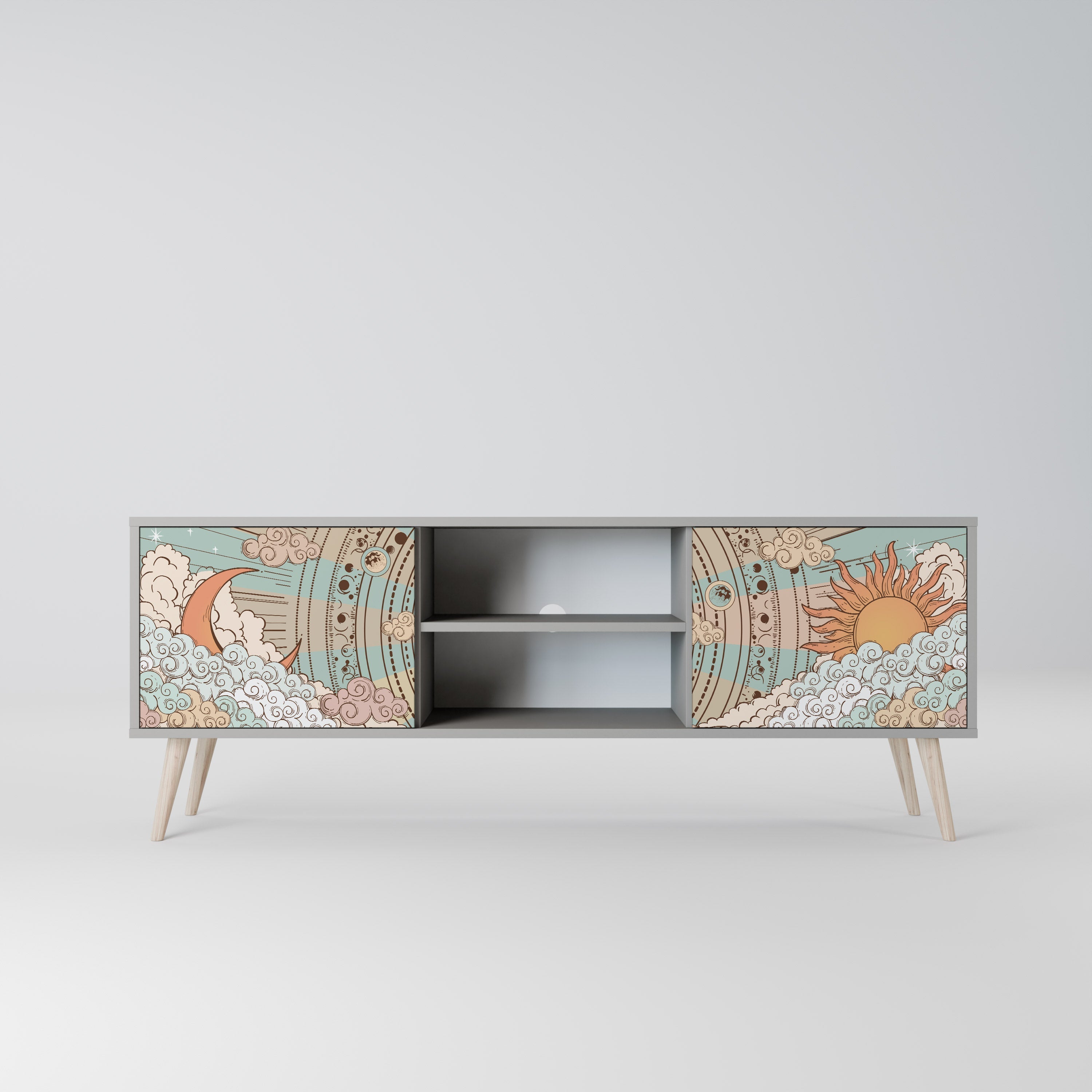 MYSTICAL STRUCTURE Móvel de TV com 2 Portas em Acabamento Cinzento