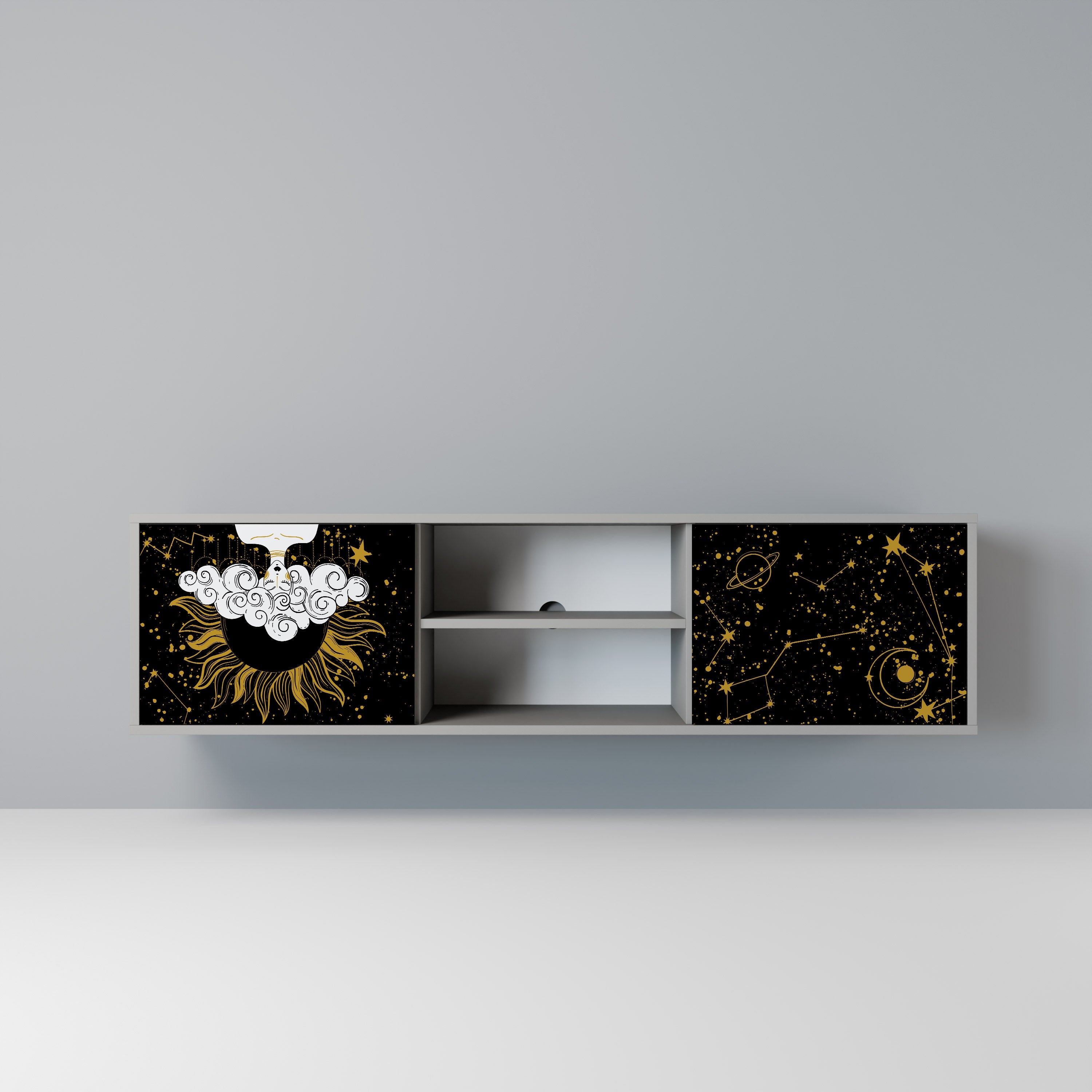 STELLAR CONSTELLATIONS Móvel de TV com 2 Portas em Acabamento Cinzento